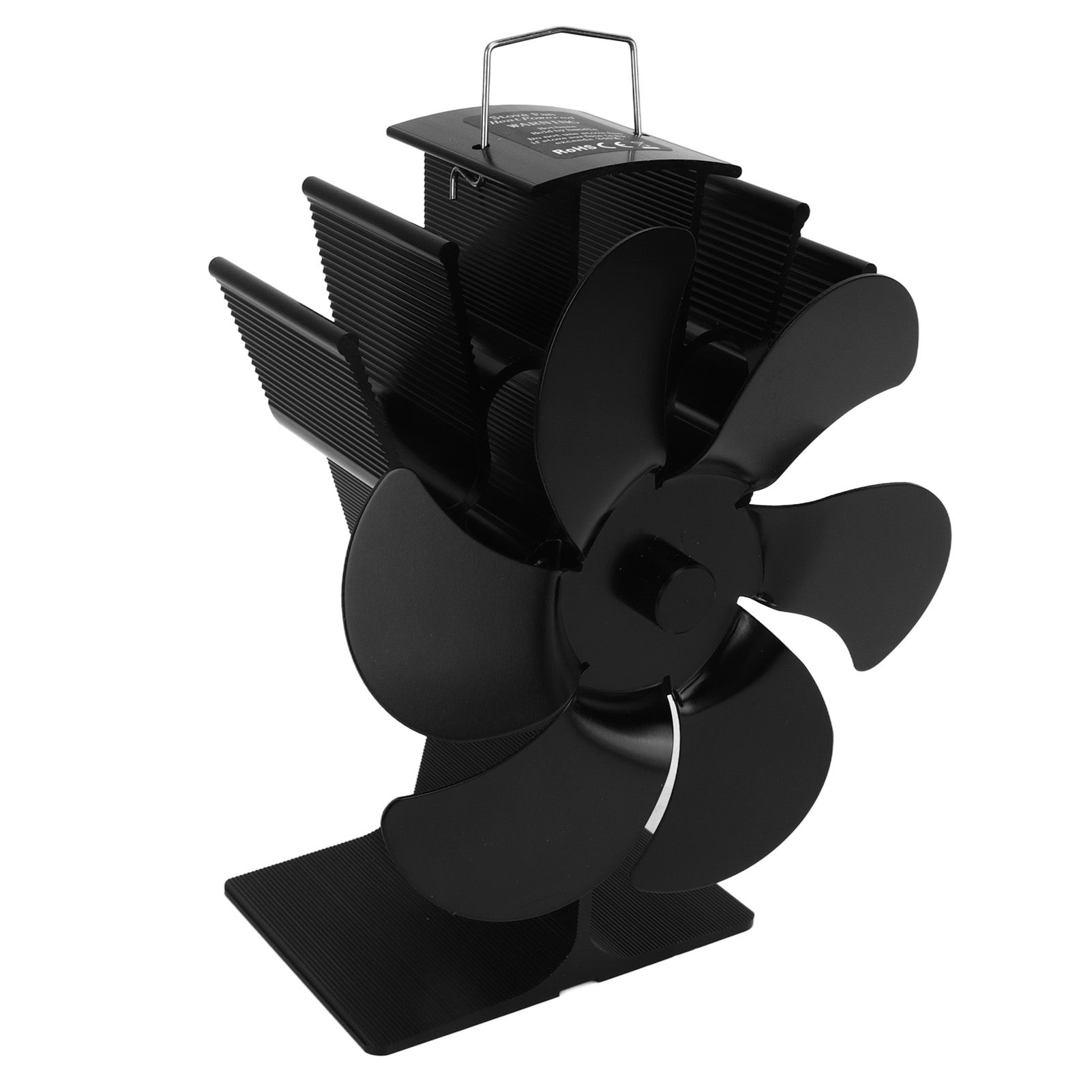 Heat Powered Fireplace Fan Non Electric Self Starting Stove Fan High Temperature Resistant Energy Saving Fan 6 Blades Black - Image 6