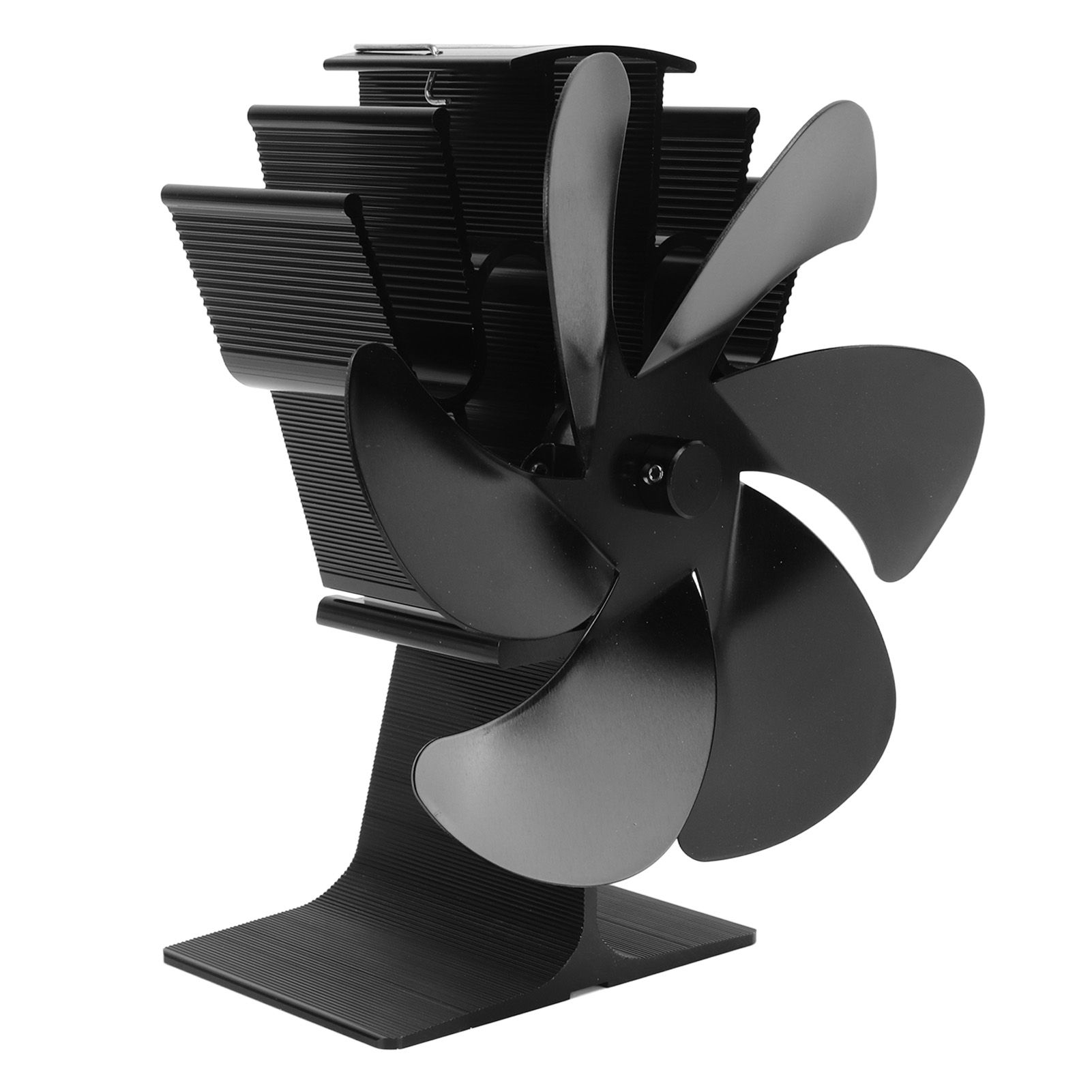 6 Blades Heat Powered Stove Fan Self Starting High Temperature Resistant Fireplace Fan LT385 4 Black 165mm Diameter - Image 2