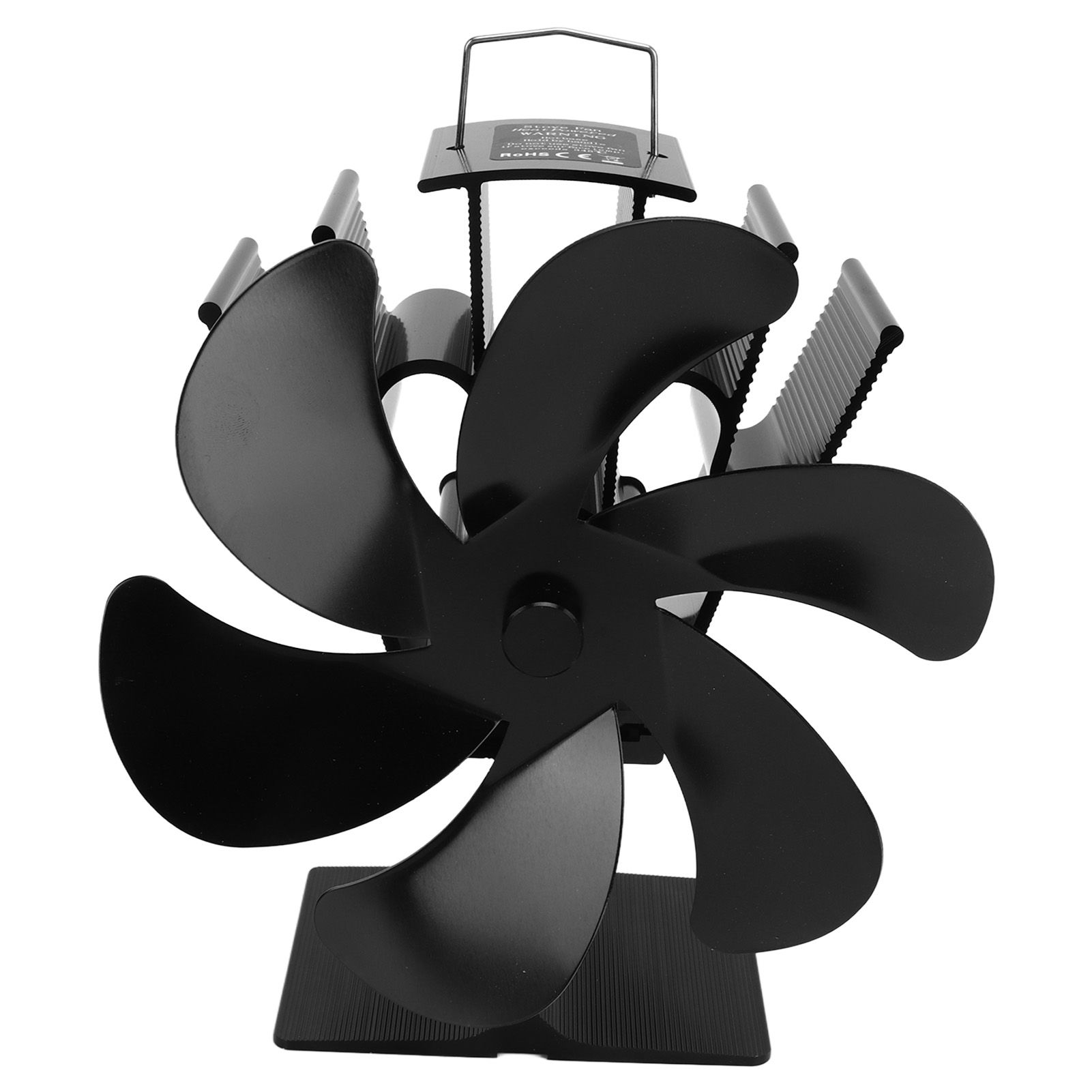 6 Blades Heat Powered Stove Fan Self Starting High Temperature Resistant Fireplace Fan LT385 4 Black 165mm Diameter - Image 5