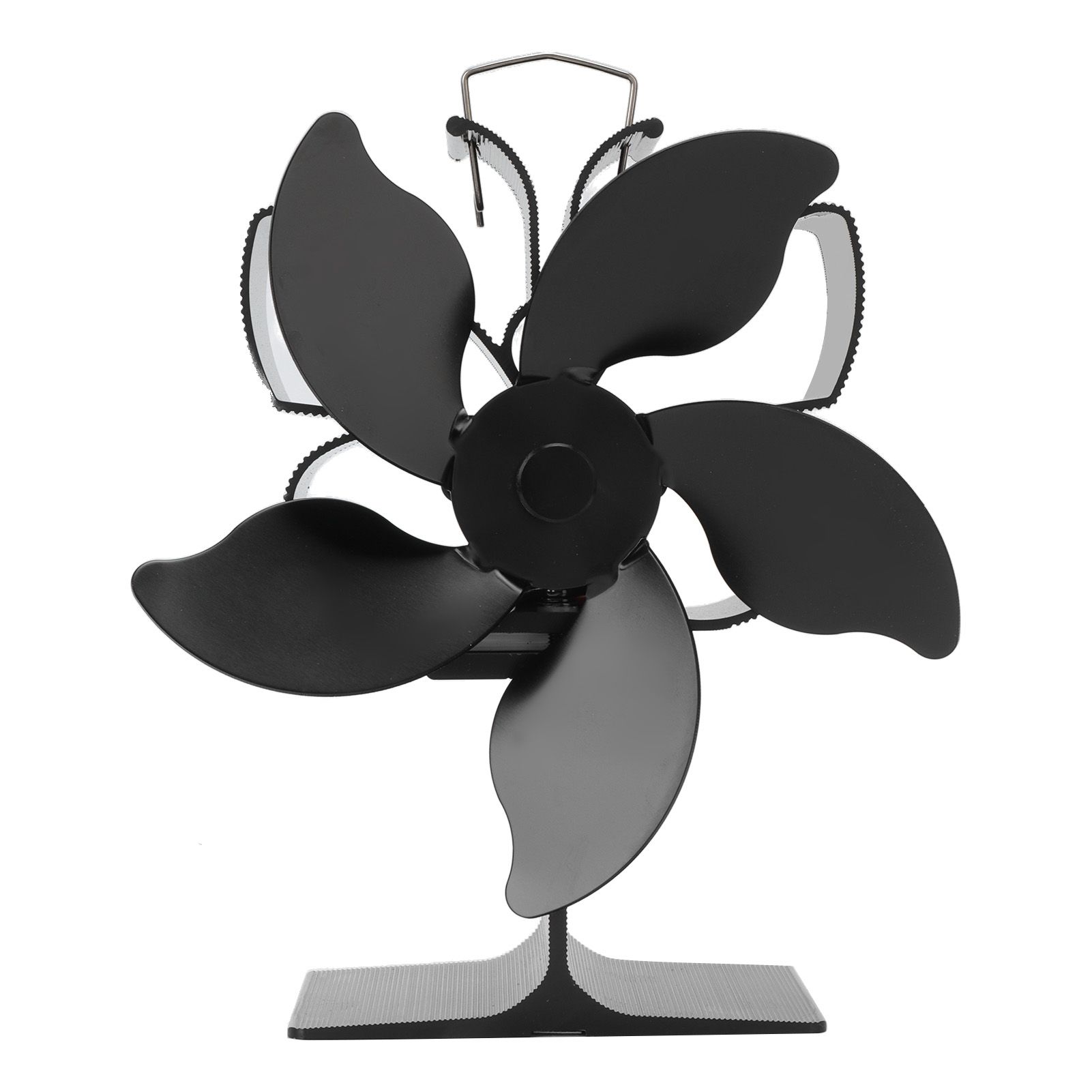 Heat Powered Fireplace Fan Black Stove Fan 5 Blades Thermal Power High Temperature Proof Eco Friendly Energy Saving - Image 1