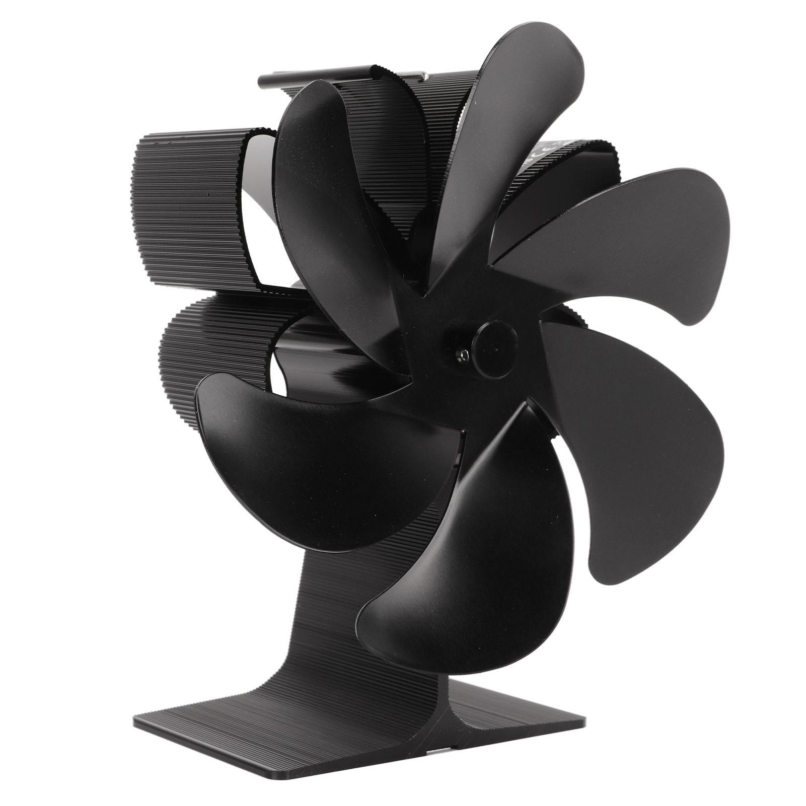 6 Blade Stove Eco Fan Black Self Starting High Temperature Resistance Energy Efficiency Heat Powered Fan for Home - Image 1