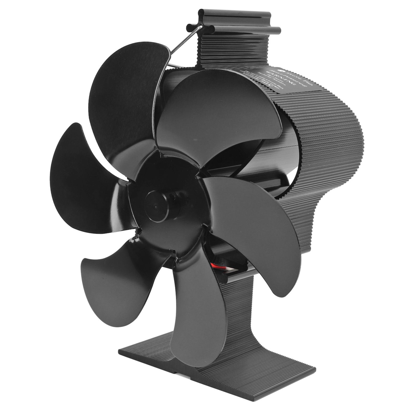 6 Blades Heat Powered Fireplace Fan Self Starting Eco Friendly Wood Stove Fan LT380 Black 152mm Diameter - Image 1