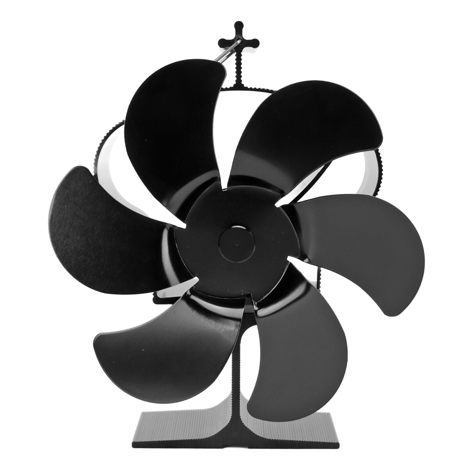 6 Blades Heat Powered Fireplace Fan Self Starting Eco Friendly Wood Stove Fan LT380 Black 152mm Diameter - Image 2
