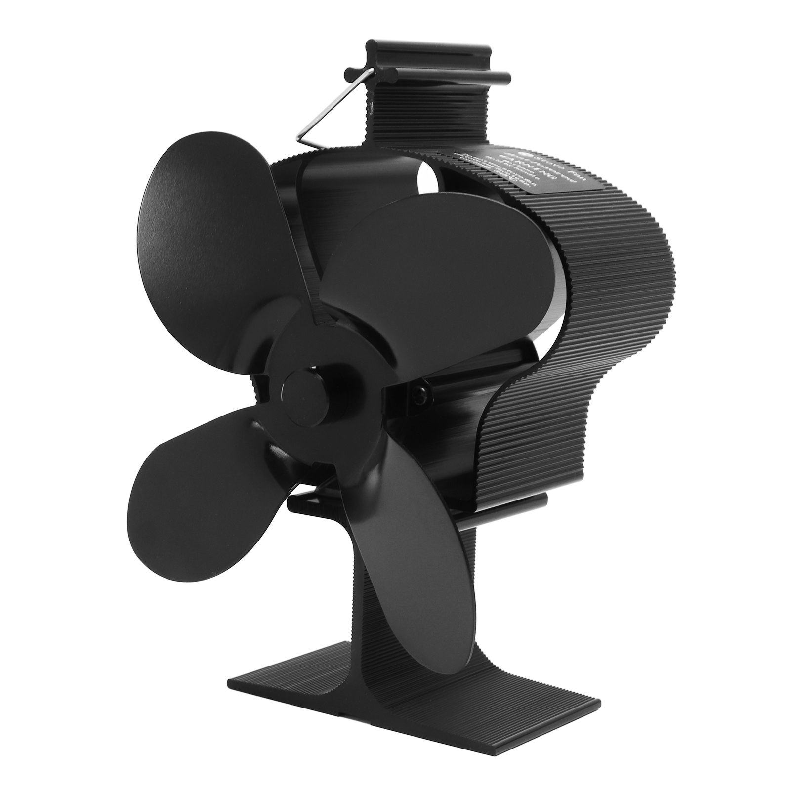 4 Blades Heat Powered Stove Fan High Temperature Resistance Self Starting Fireplace Fan Black Diameter 152mm LT381 Crown Style - Image 3