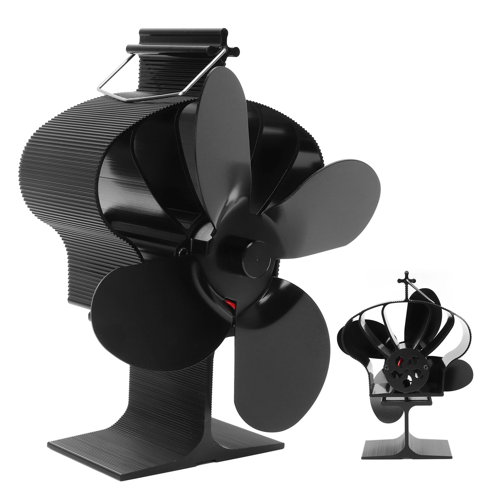 4 Blades Heat Powered Stove Fan High Temperature Resistance Self Starting Fireplace Fan Black Diameter 152mm LT381 Crown Style - Image 7
