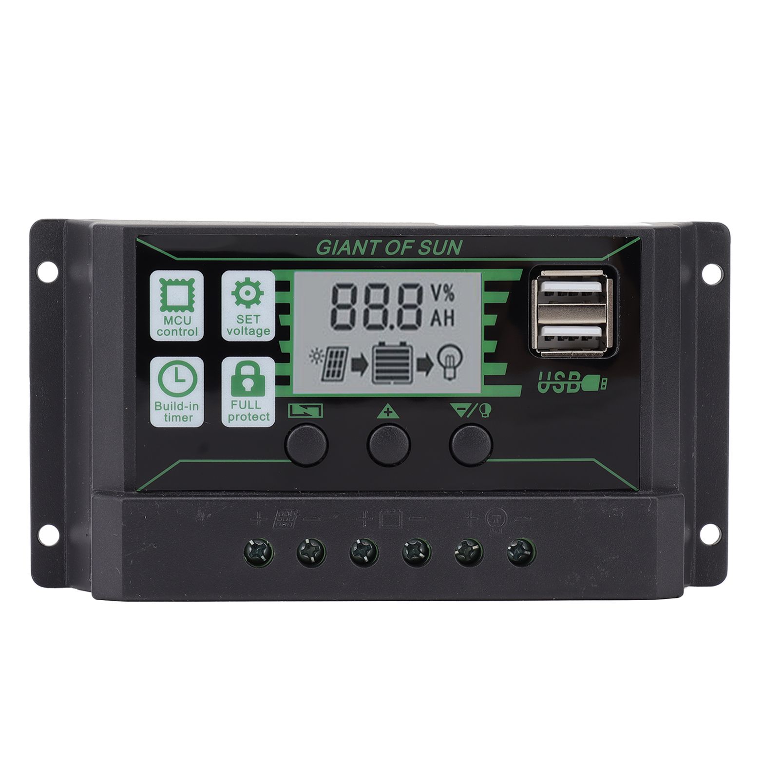 Solar Charge Controller Dual USB Automatic Identification PWM PV Panel Charger for Industry 5V 100A - Image 1
