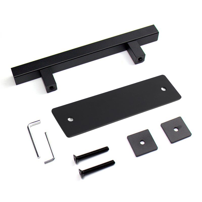 Sliding Barn Door Handle Flat Back Plate Double Sided Rectangular Black Door Pull Handle - Image 1