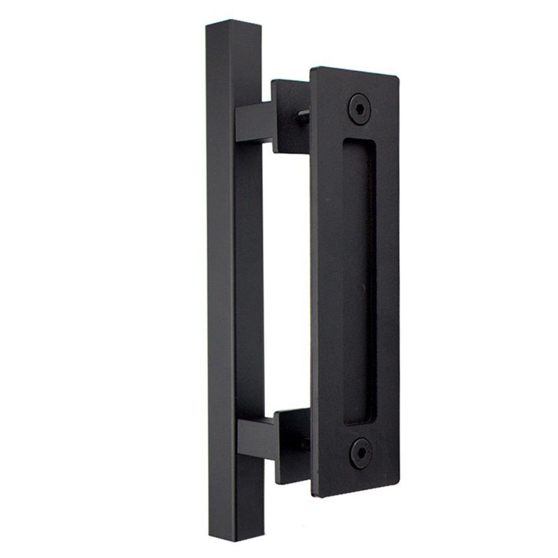 Sliding Barn Door Handle Flat Back Plate Double Sided Rectangular Black Door Pull Handle - Image 4