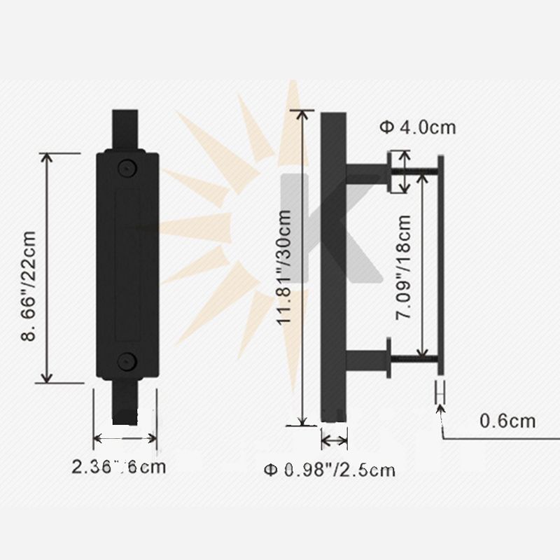 Sliding Barn Door Handle Flat Back Plate Double Sided Rectangular Black Door Pull Handle - Image 5