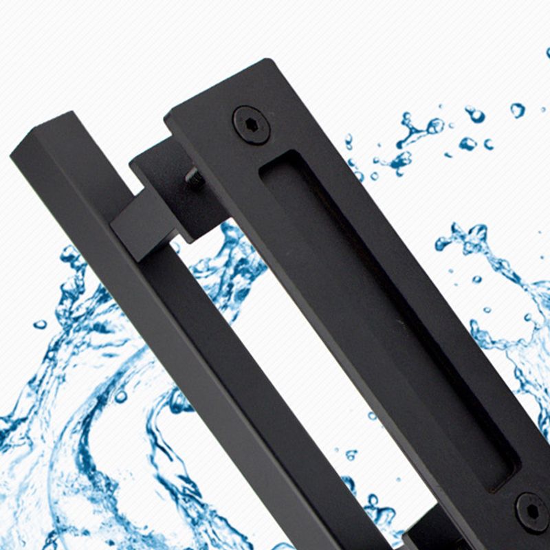 Sliding Barn Door Handle Flat Back Plate Double Sided Rectangular Black Door Pull Handle - Image 6