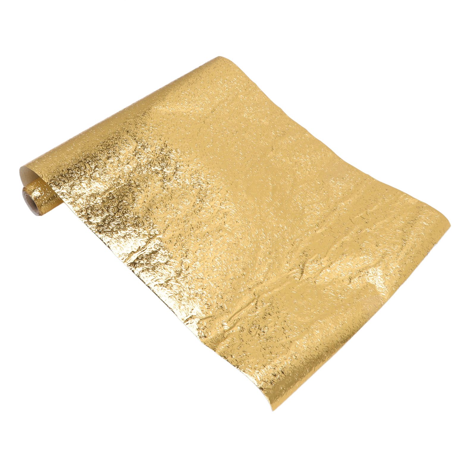 Oil Proof Sticker Waterproof Self Adhesive Aluminum Foil Wallpaper for Kitchen Drawer Cabinet Countertop Gold 30cmx2m / 11.8x78.7in - Image 5