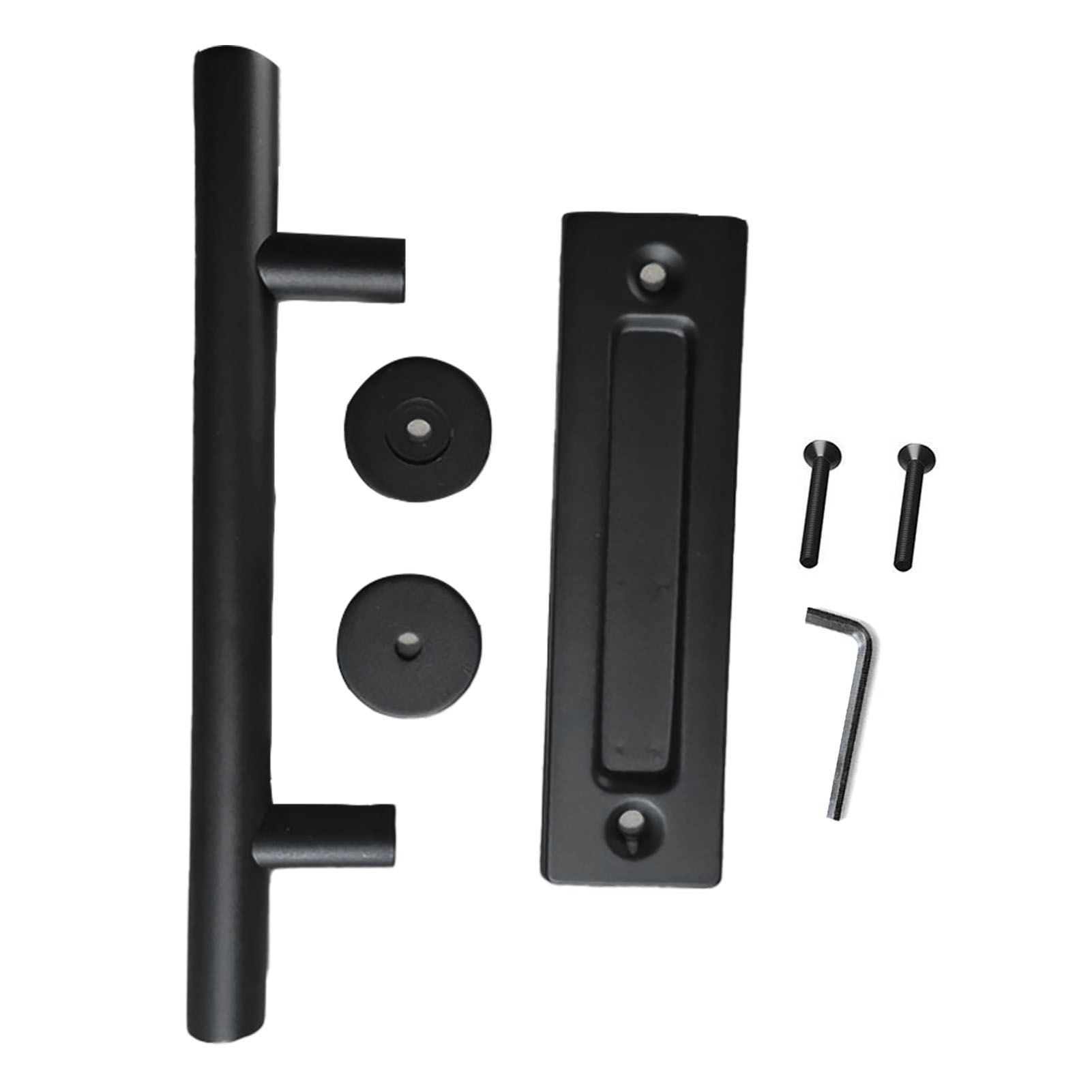 Sliding Barn Door Handle Carbon Steel 4.8mm Thick Double Sided Barn Door Push Pull Handle Black Round Handle - Image 1