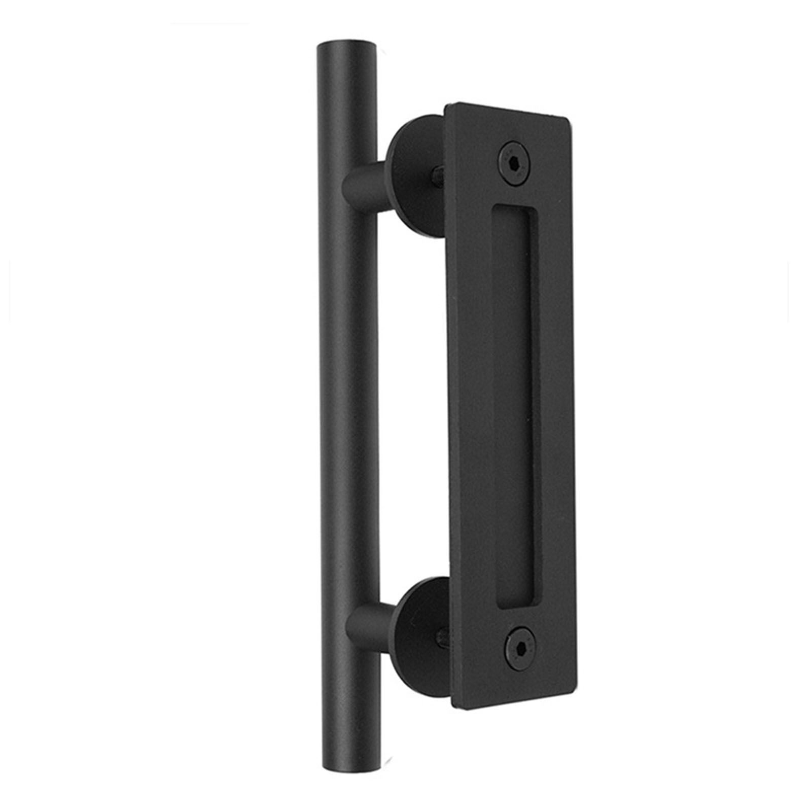 Sliding Barn Door Handle Carbon Steel 4.8mm Thick Double Sided Barn Door Push Pull Handle Black Round Handle - Image 3