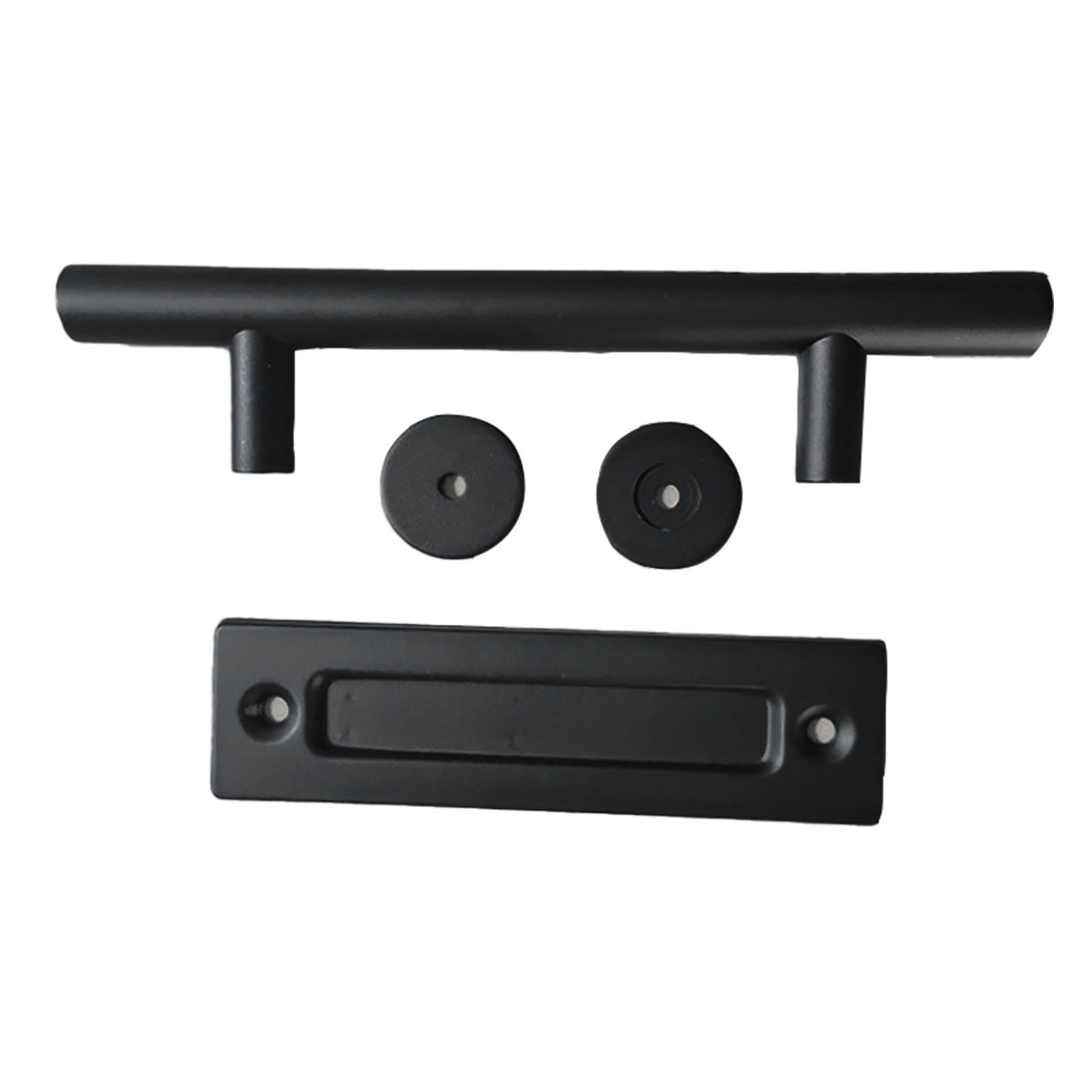 Sliding Barn Door Handle Carbon Steel 4.8mm Thick Double Sided Barn Door Push Pull Handle Black Round Handle - Image 4
