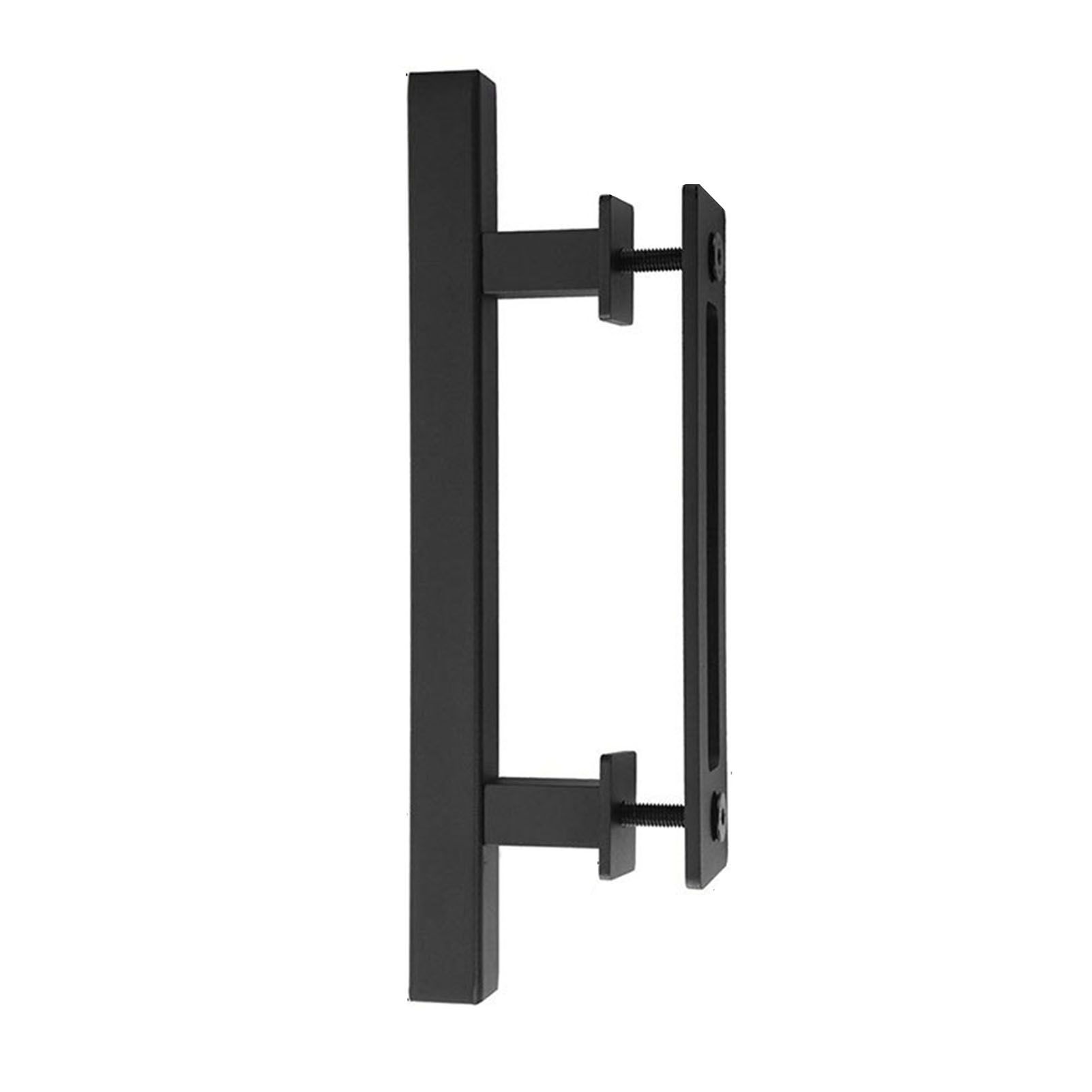 Sliding Barn Door Handle Carbon Steel 4.8mm Thick Double Sided Barn Door Push Pull Handle Black Square Handle - Image 2