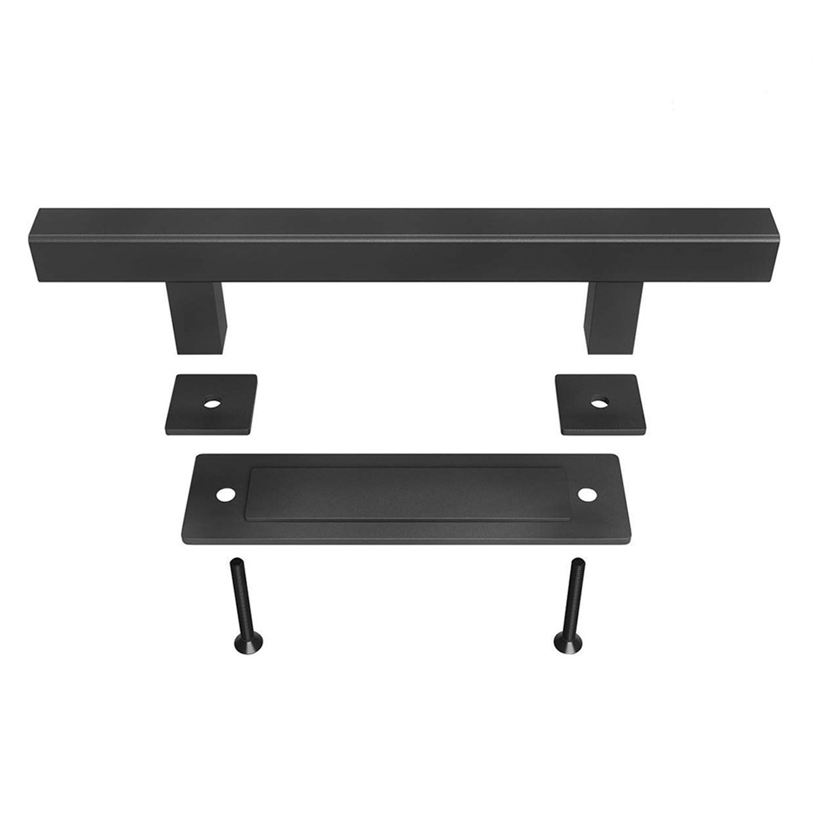 Sliding Barn Door Handle Carbon Steel 4.8mm Thick Double Sided Barn Door Push Pull Handle Black Square Handle - Image 3