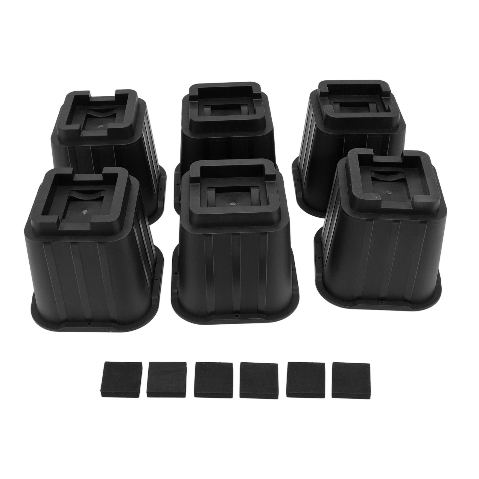 6Pcs Furniture Risers Multifunction 5in Height Black Plastic Furniture Leg Extender for Office Home Sofa - Image 1