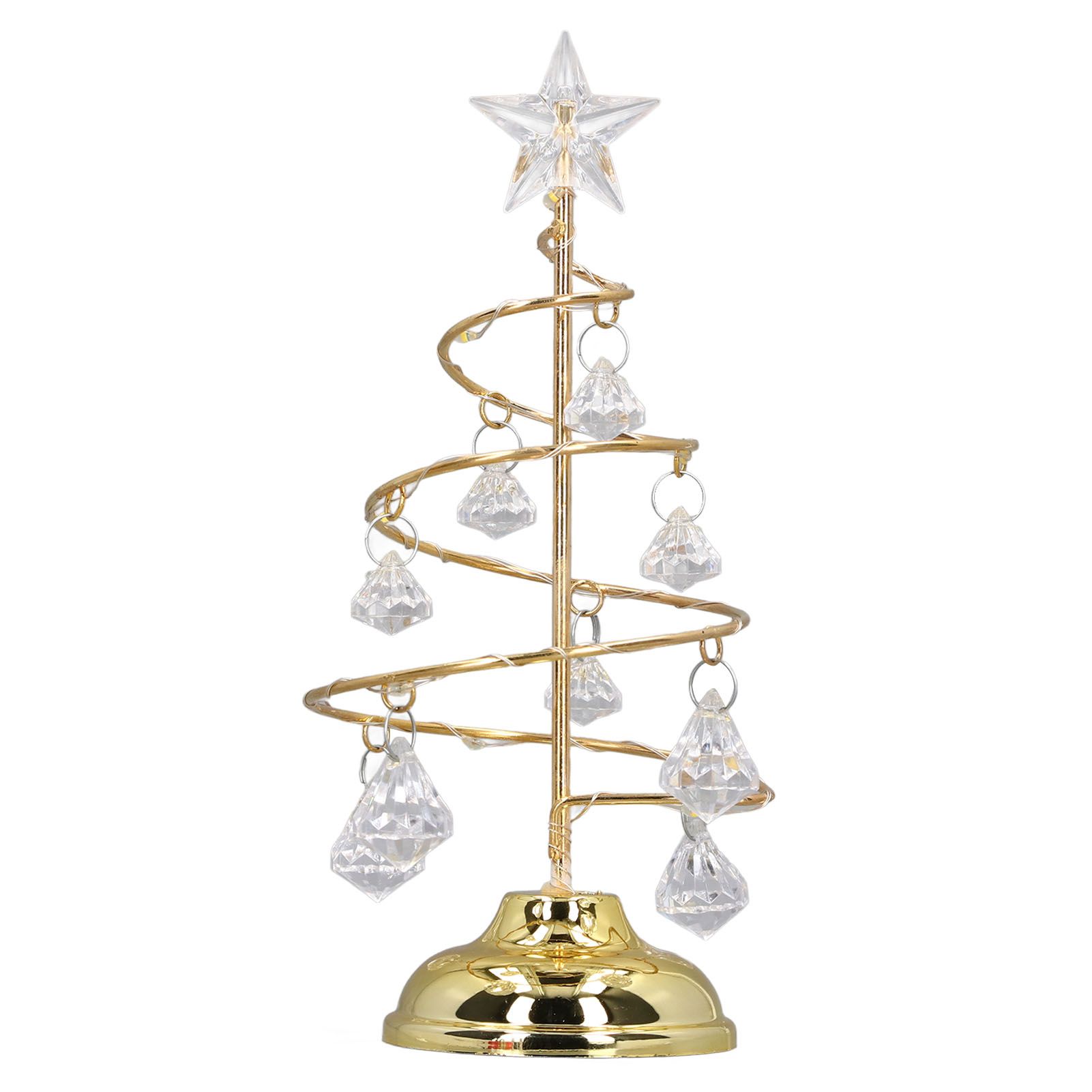 LED Christmas Tree Lamp Small Crystal Decorative Iron Tree Night Light Ornament for Gift Golden Warm Light - Image 1