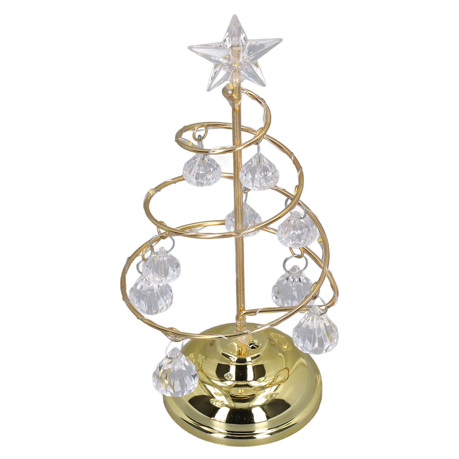 LED Christmas Tree Lamp Small Crystal Decorative Iron Tree Night Light Ornament for Gift Golden Warm Light - Image 2