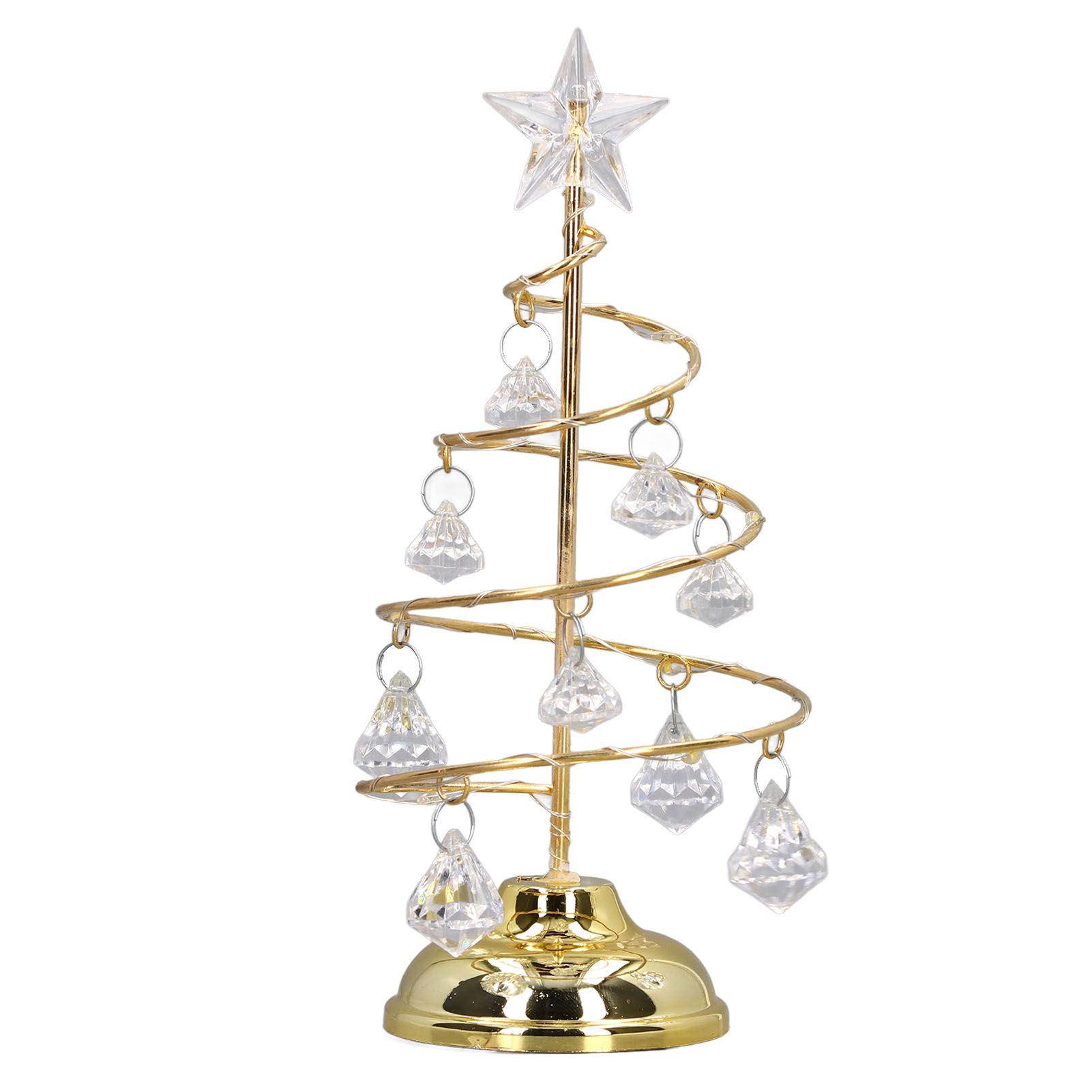LED Christmas Tree Lamp Small Crystal Decorative Iron Tree Night Light Ornament for Gift Golden Warm Light - Image 3