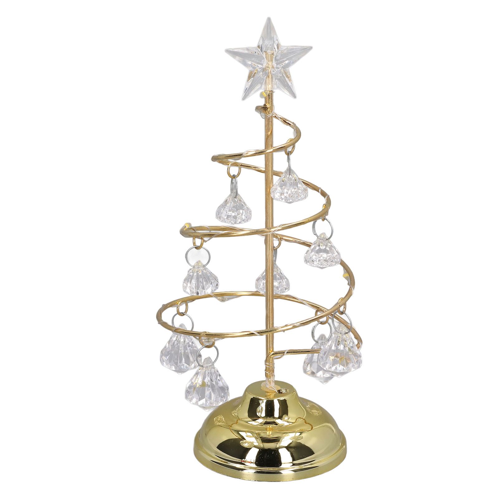 LED Christmas Tree Lamp Small Crystal Decorative Iron Tree Night Light Ornament for Gift Golden Warm Light - Image 4