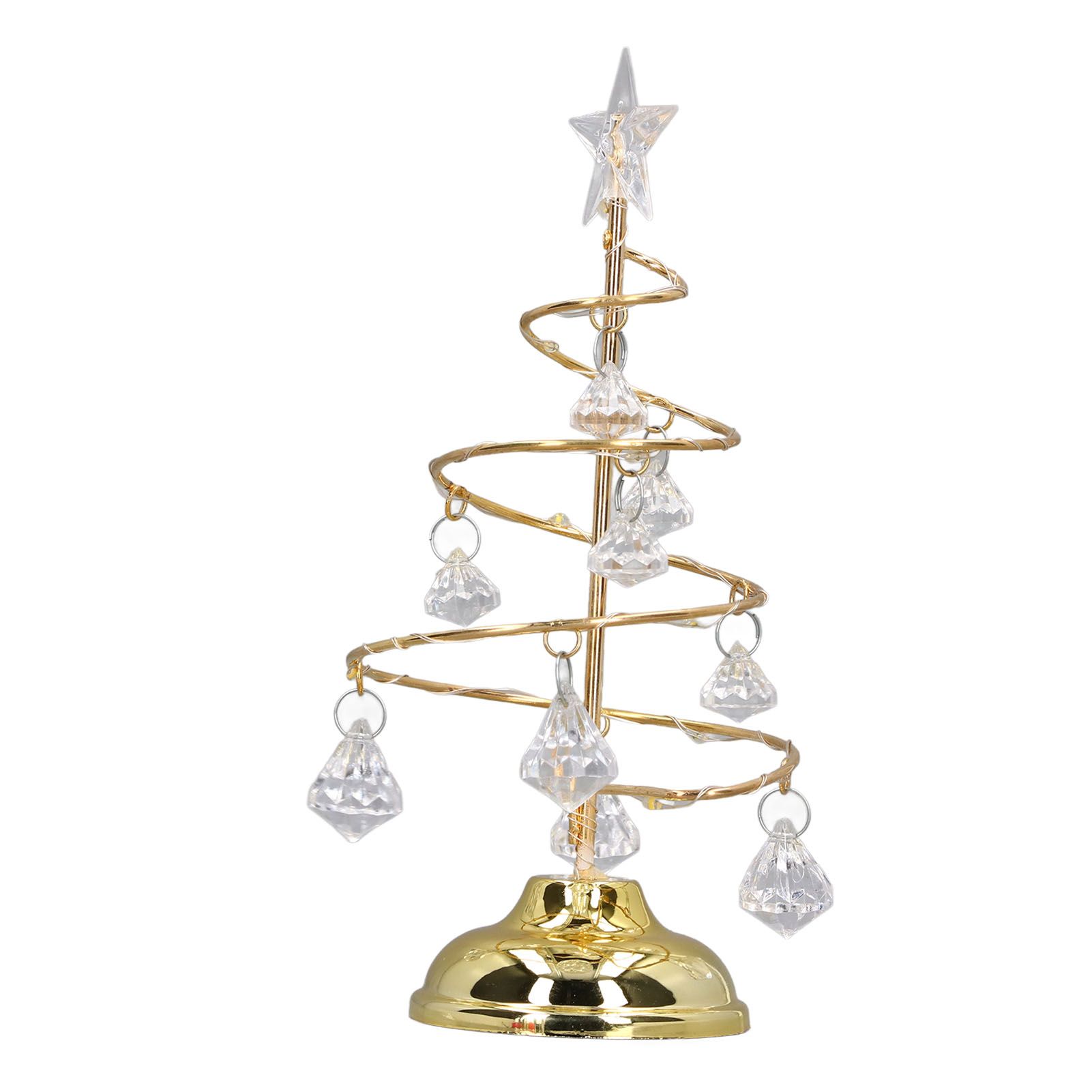 LED Christmas Tree Lamp Small Crystal Decorative Iron Tree Night Light Ornament for Gift Golden Warm Light - Image 6