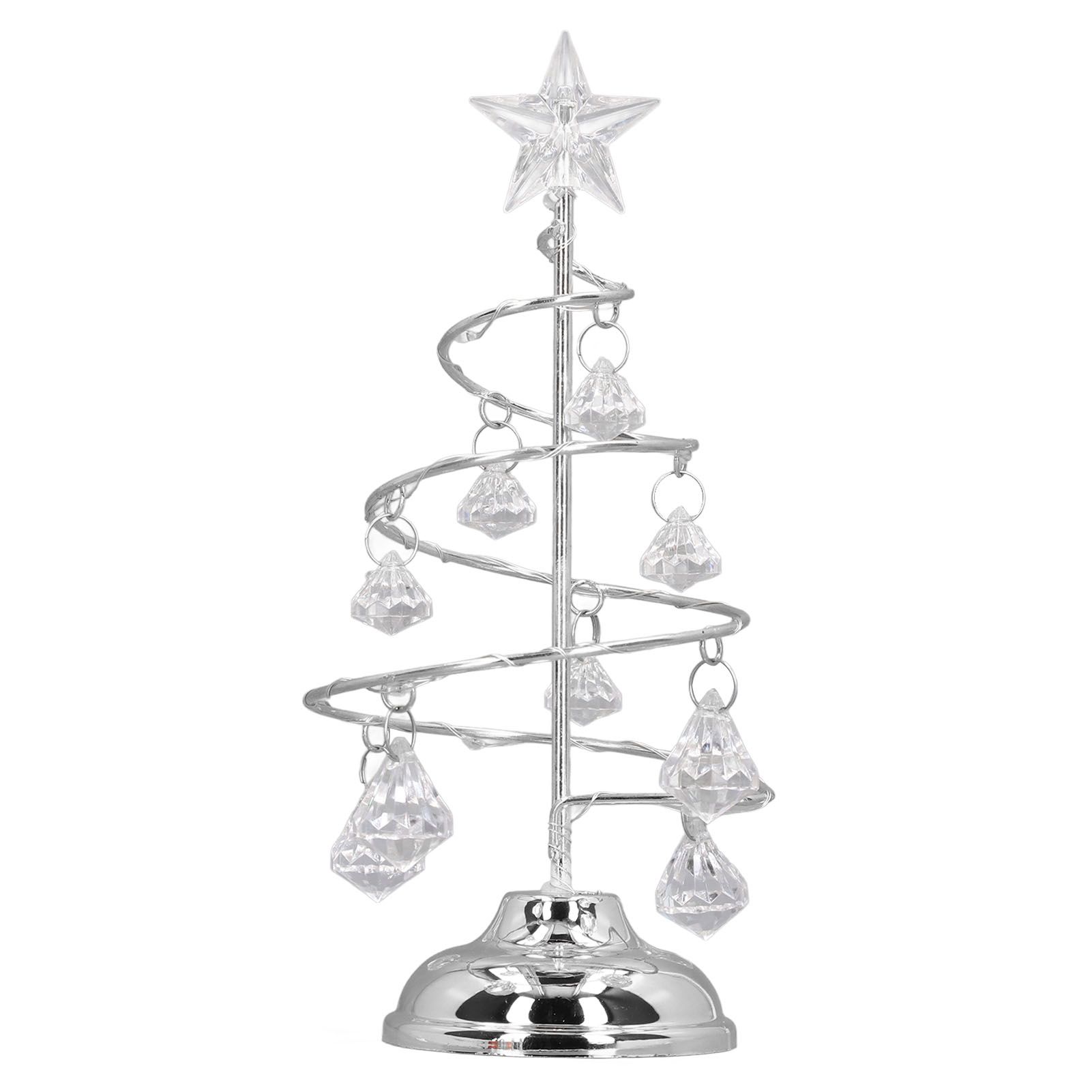 LED Christmas Tree Lamp Small Crystal Decorative Iron Tree Night Light Ornament for Gift Silver White Light - Image 1