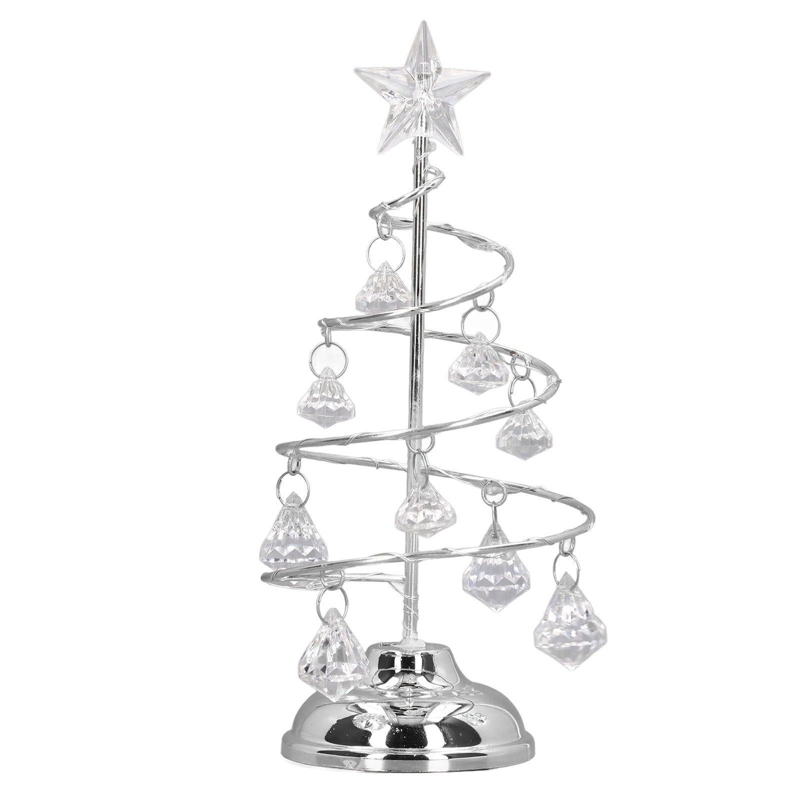 LED Christmas Tree Lamp Small Crystal Decorative Iron Tree Night Light Ornament for Gift Silver White Light - Image 3