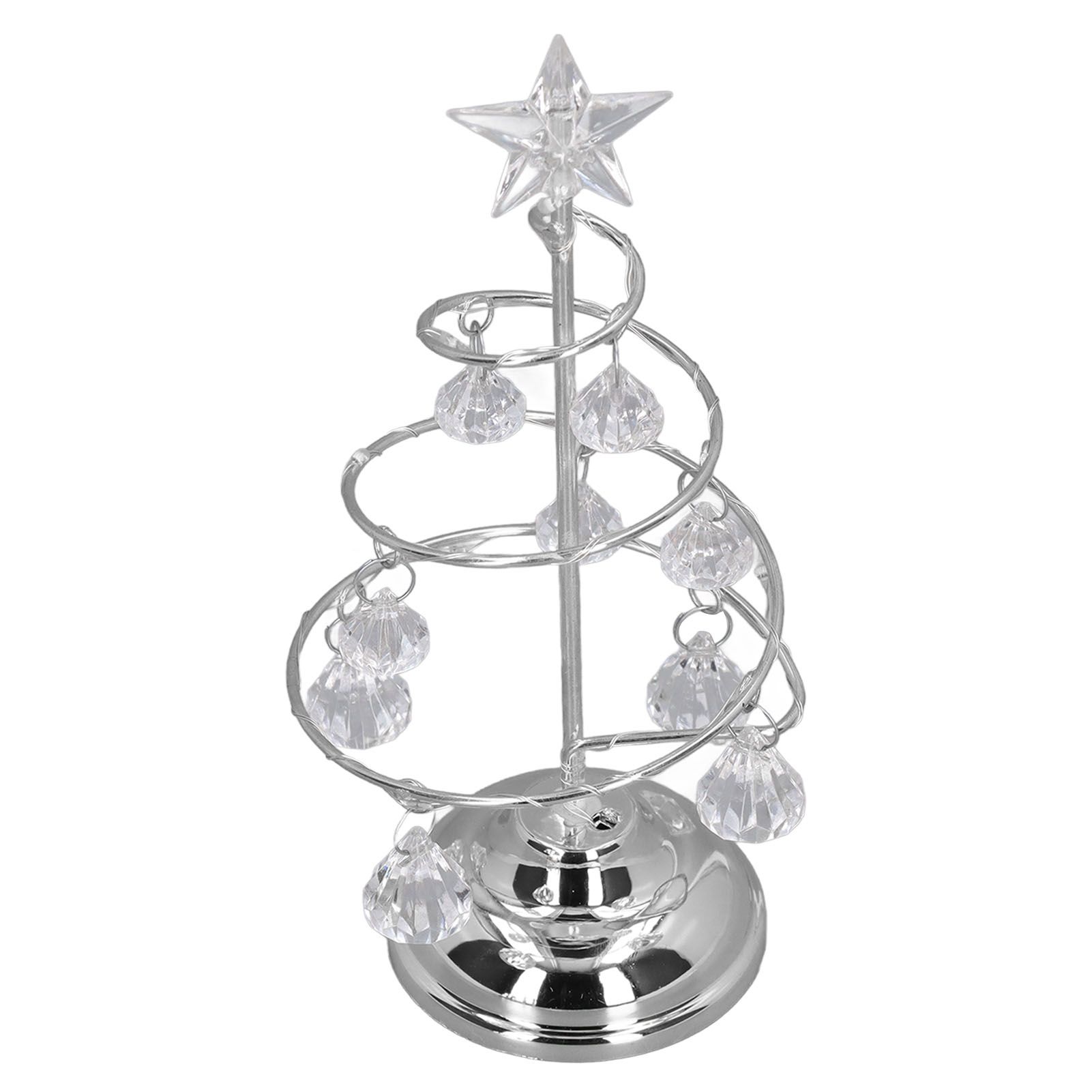 LED Christmas Tree Lamp Small Crystal Decorative Iron Tree Night Light Ornament for Gift Silver White Light - Image 6