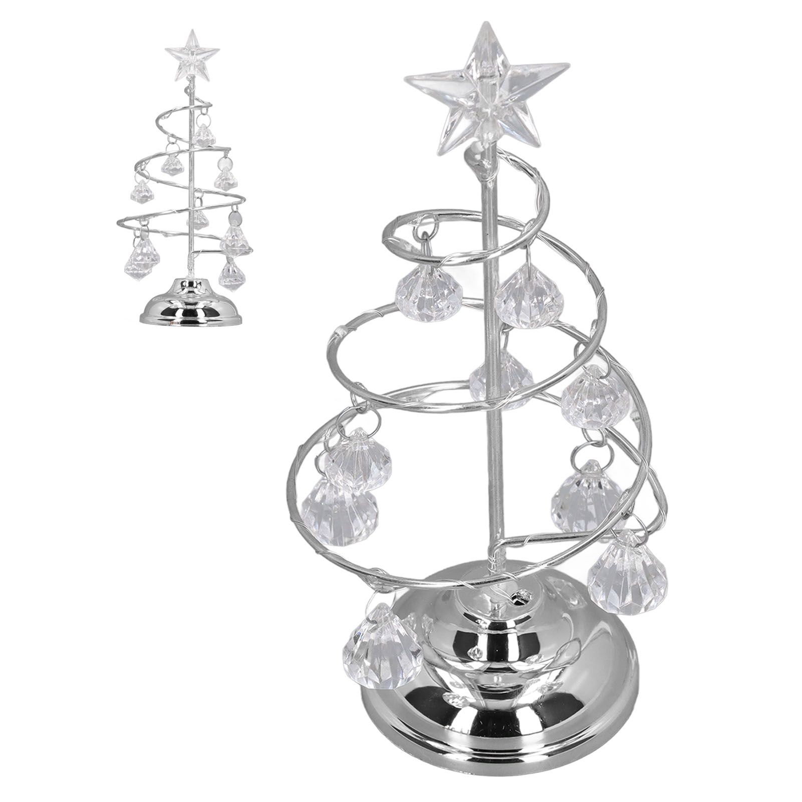 LED Christmas Tree Lamp Small Crystal Decorative Iron Tree Night Light Ornament for Gift Silver White Light - Image 7
