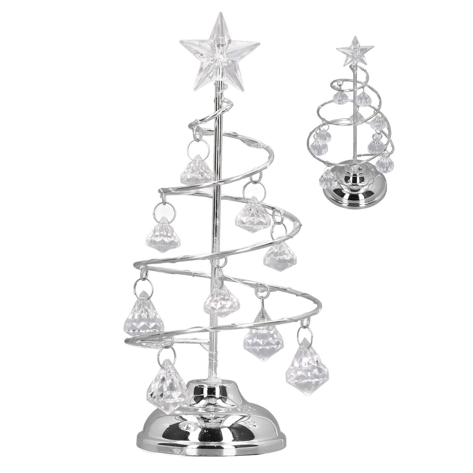 LED Christmas Tree Lamp Small Crystal Decorative Iron Tree Night Light Ornament for Gift Silver White Light - Image 8