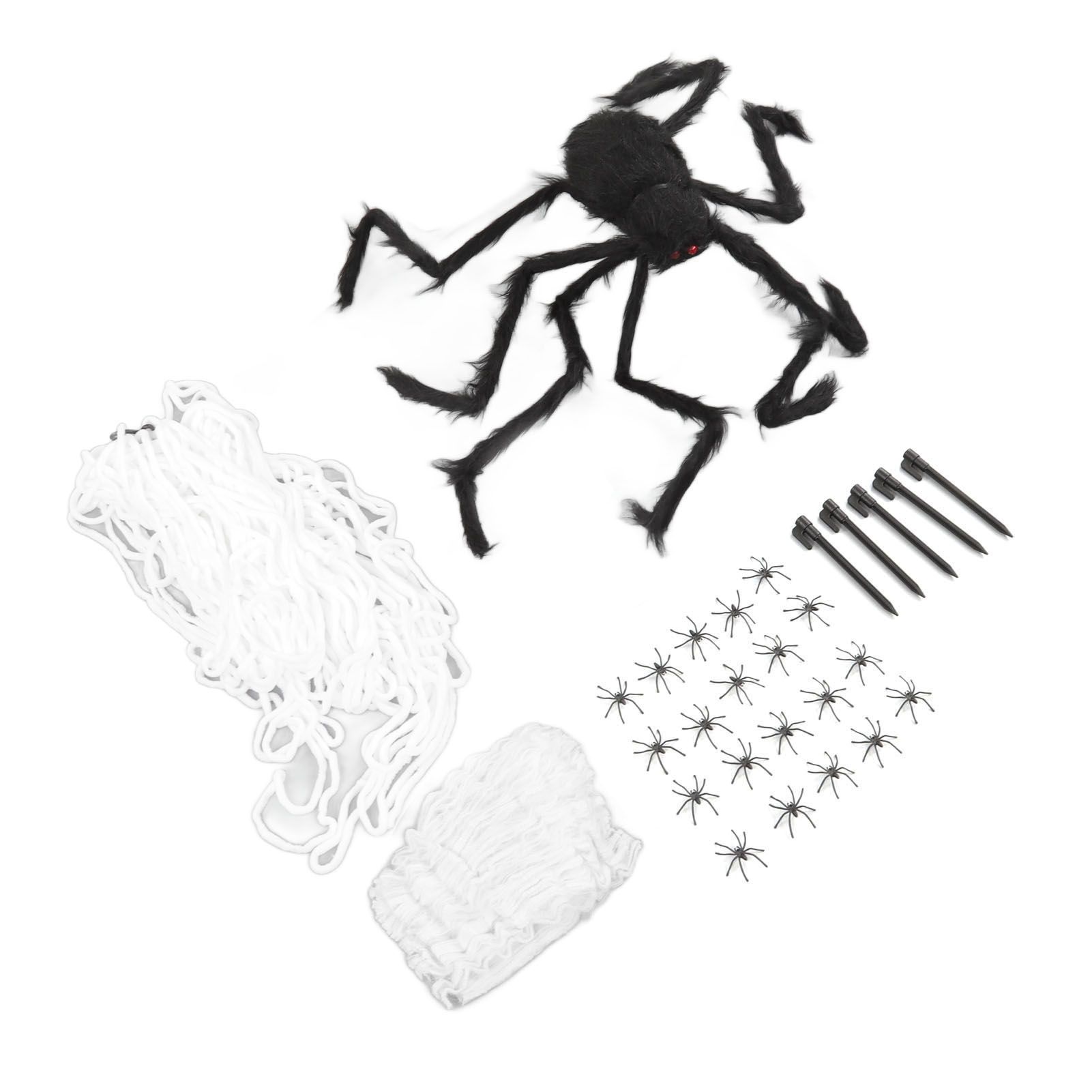 Cobweb and Spider Terror Decoration Soft with 40g Cotton White and Black Spider Cobweb Props for Halloween - Image 1