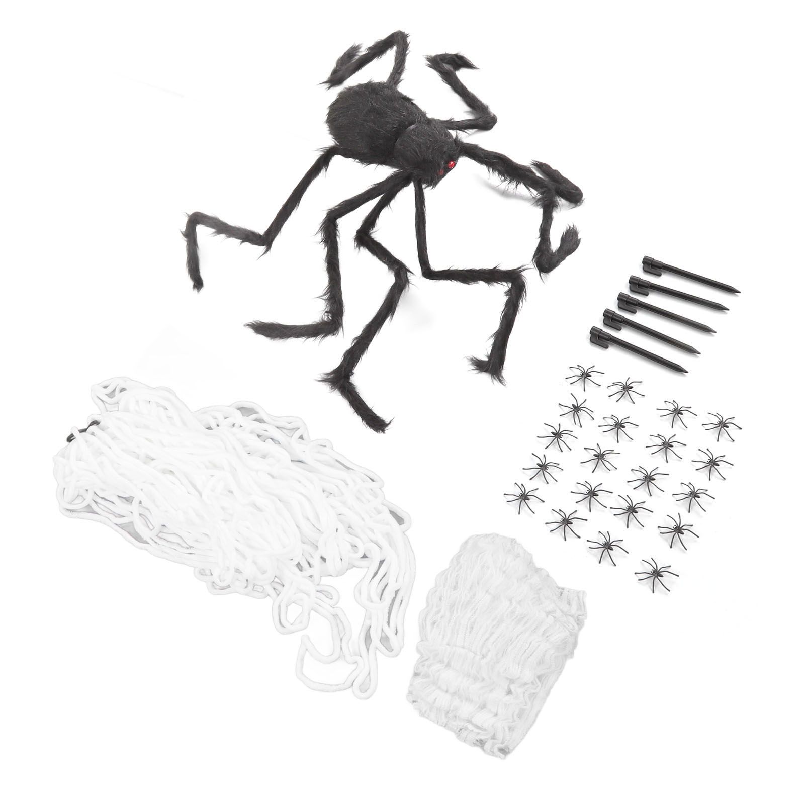 Cobweb and Spider Terror Decoration Soft with 40g Cotton White and Black Spider Cobweb Props for Halloween - Image 2