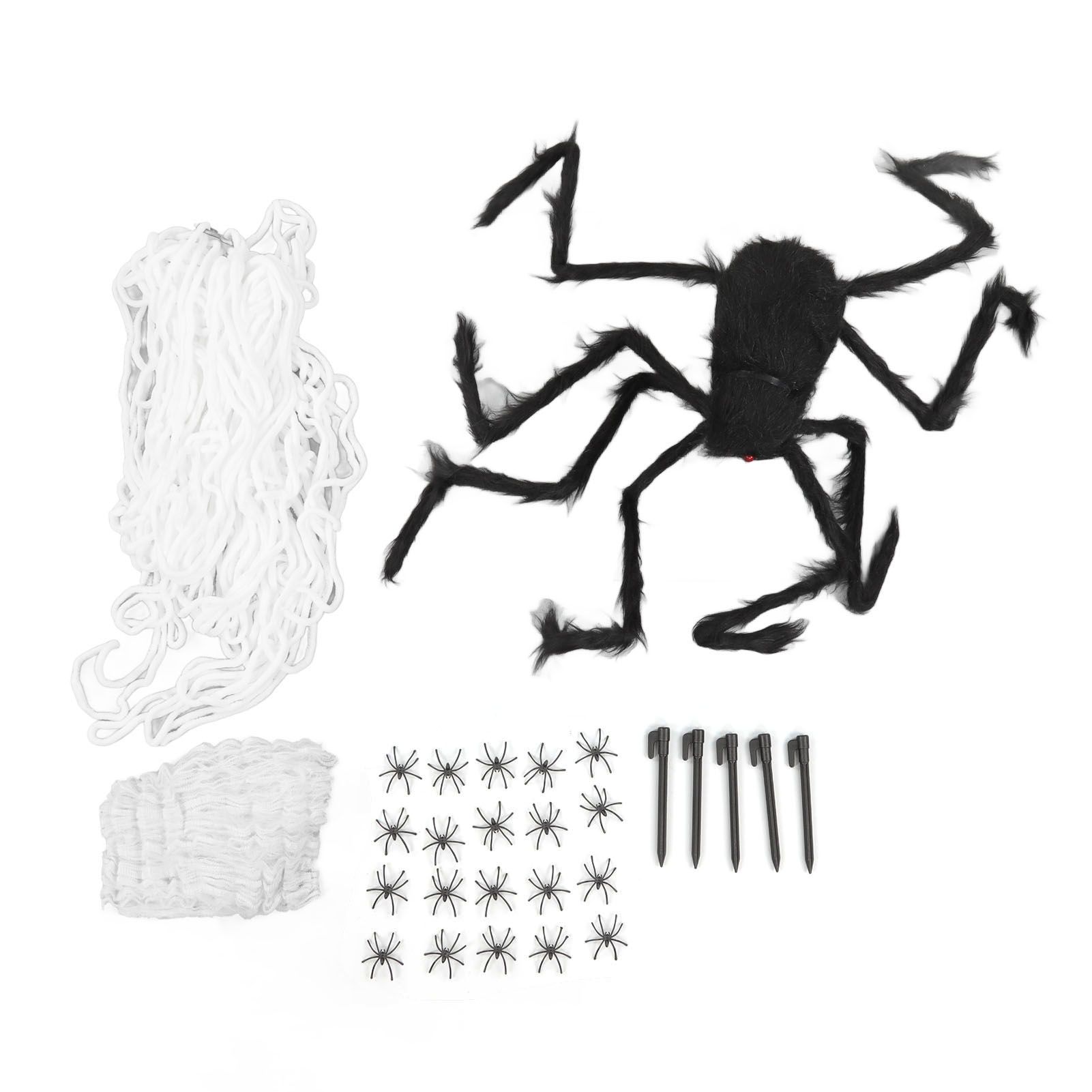 Cobweb and Spider Terror Decoration Soft with 40g Cotton White and Black Spider Cobweb Props for Halloween - Image 3