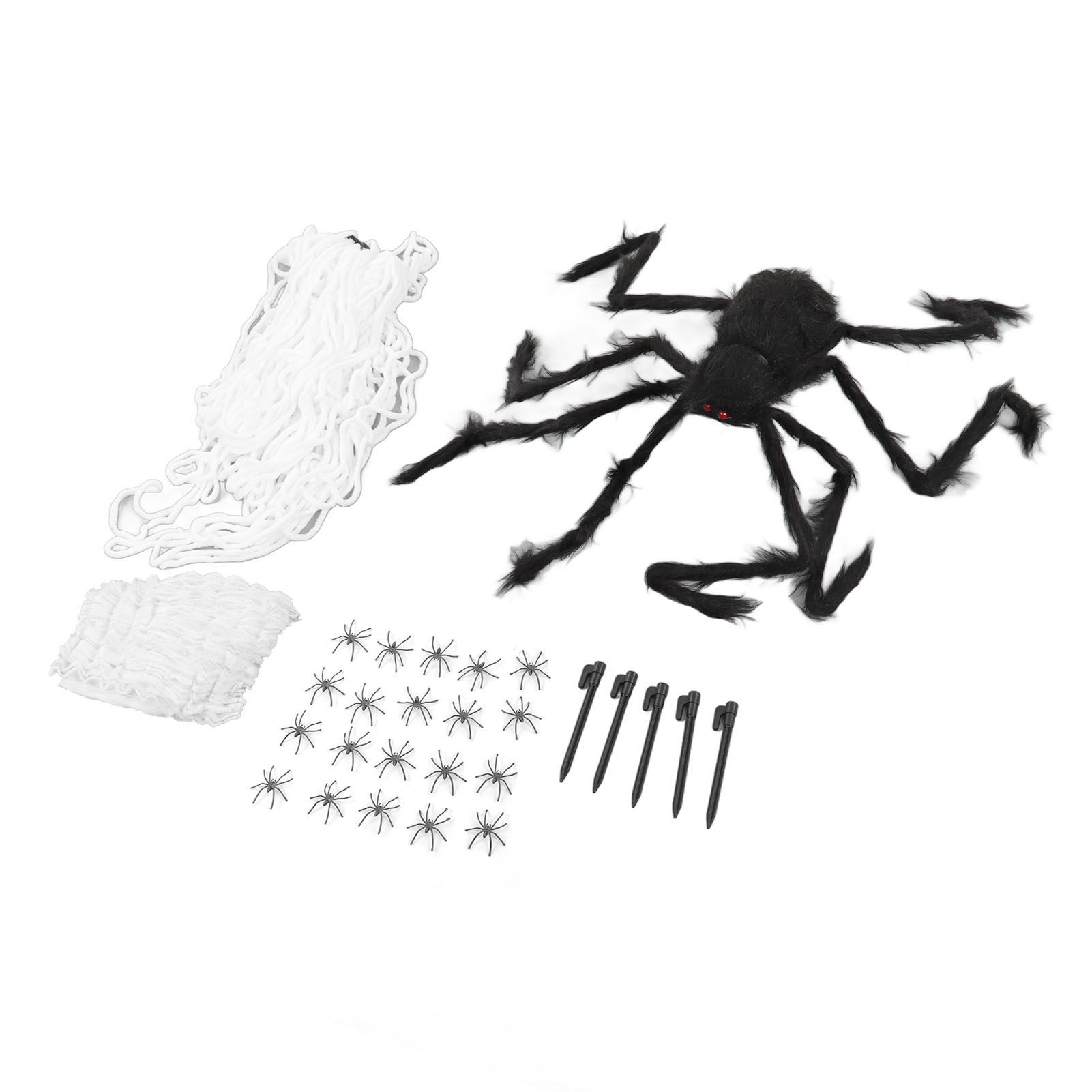 Cobweb and Spider Terror Decoration Soft with 40g Cotton White and Black Spider Cobweb Props for Halloween - Image 4