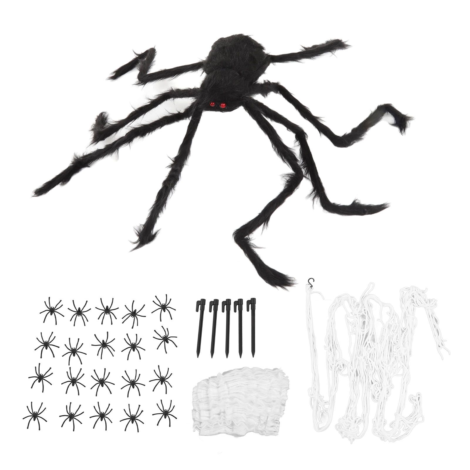 Cobweb and Spider Terror Decoration Soft with 40g Cotton White and Black Spider Cobweb Props for Halloween - Image 6
