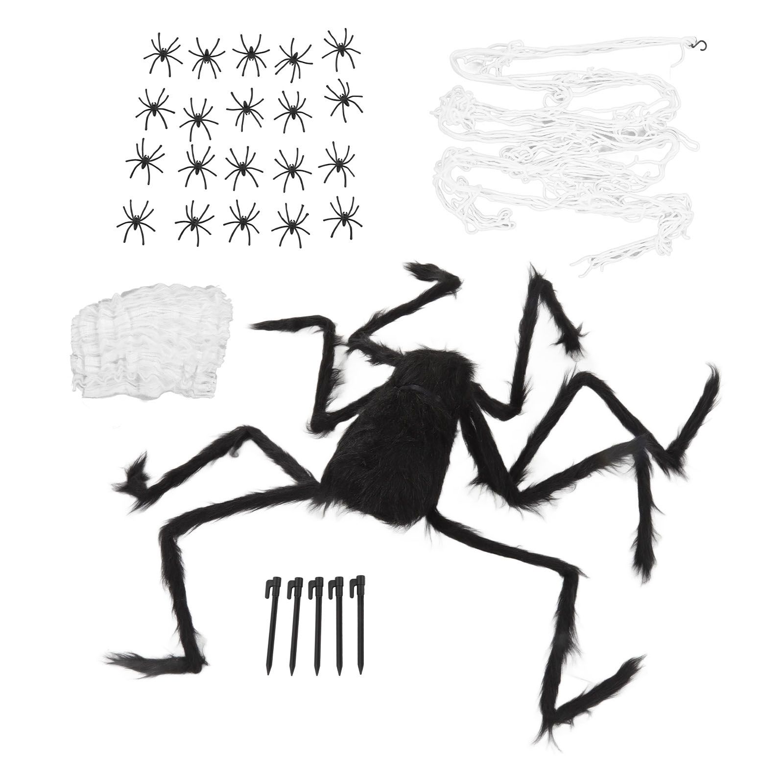 Cobweb and Spider Terror Decoration Soft with 40g Cotton White and Black Spider Cobweb Props for Halloween - Image 7