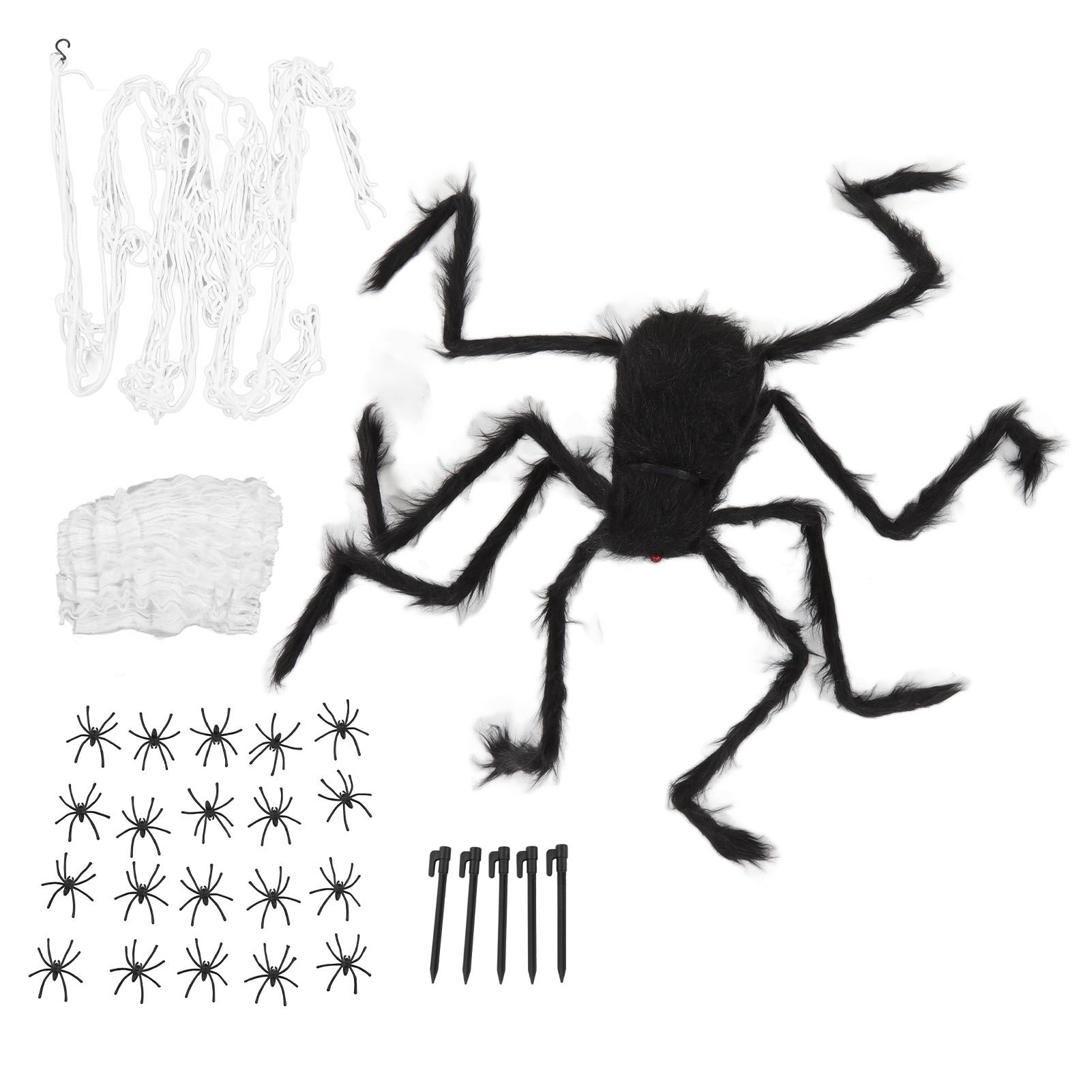 Cobweb and Spider Terror Decoration Soft with 40g Cotton White and Black Spider Cobweb Props for Halloween - Image 8
