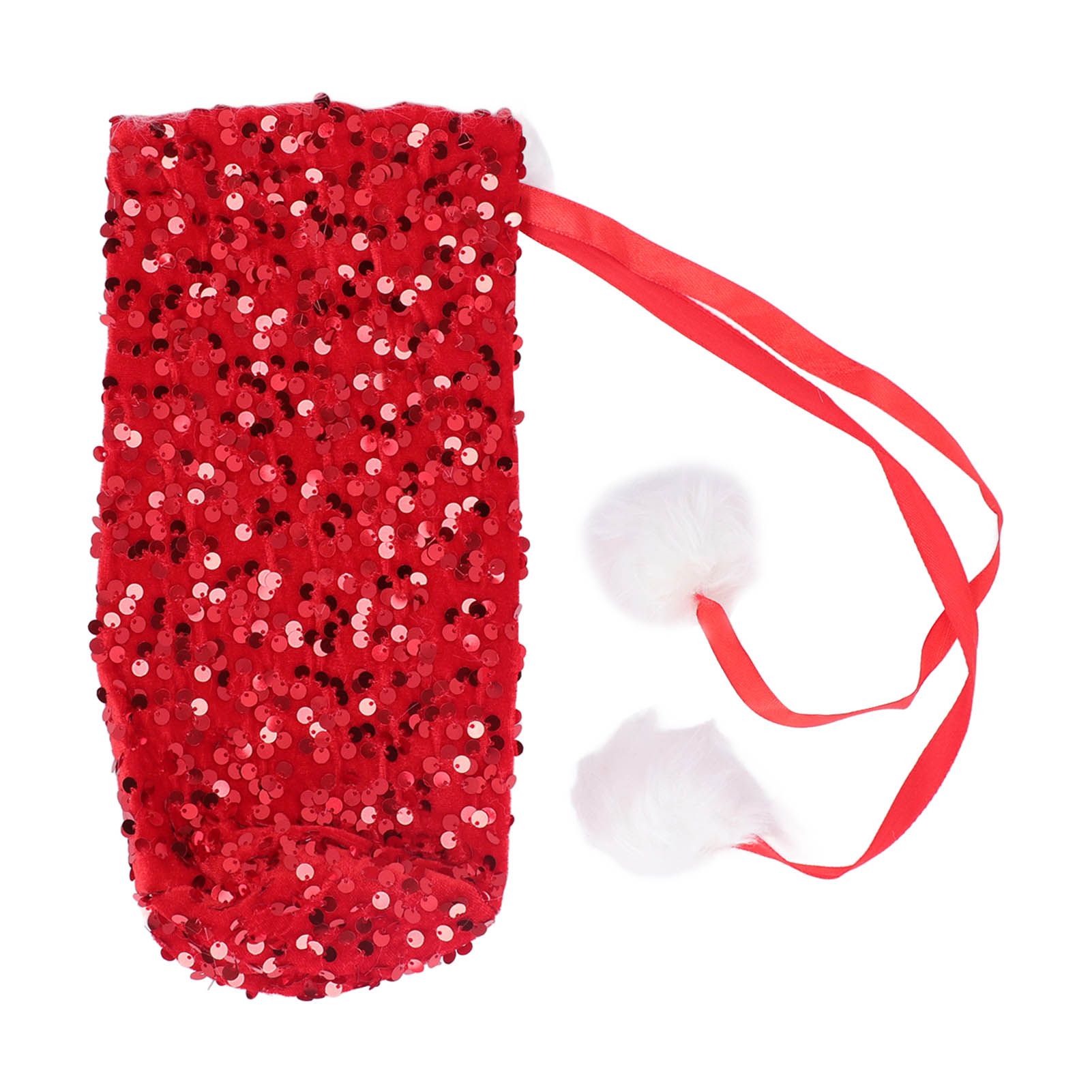 Christmas Wine Bottle Cover Beautiful Shiny Sequin Cloth Decorative Bottle Sleeve Cover for Christmas Parties Red - Image 1