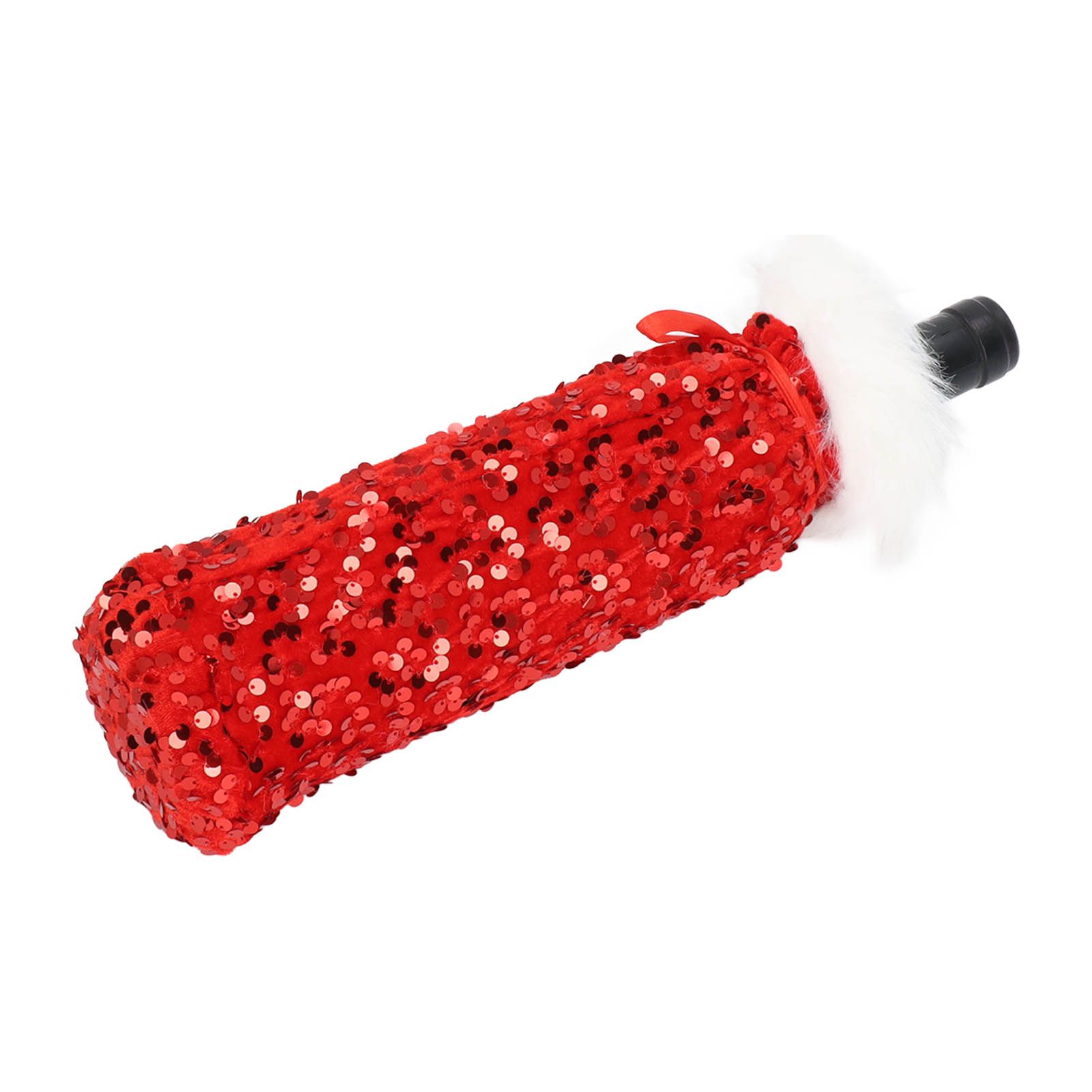 Christmas Wine Bottle Cover Beautiful Shiny Sequin Cloth Decorative Bottle Sleeve Cover for Christmas Parties Red - Image 3