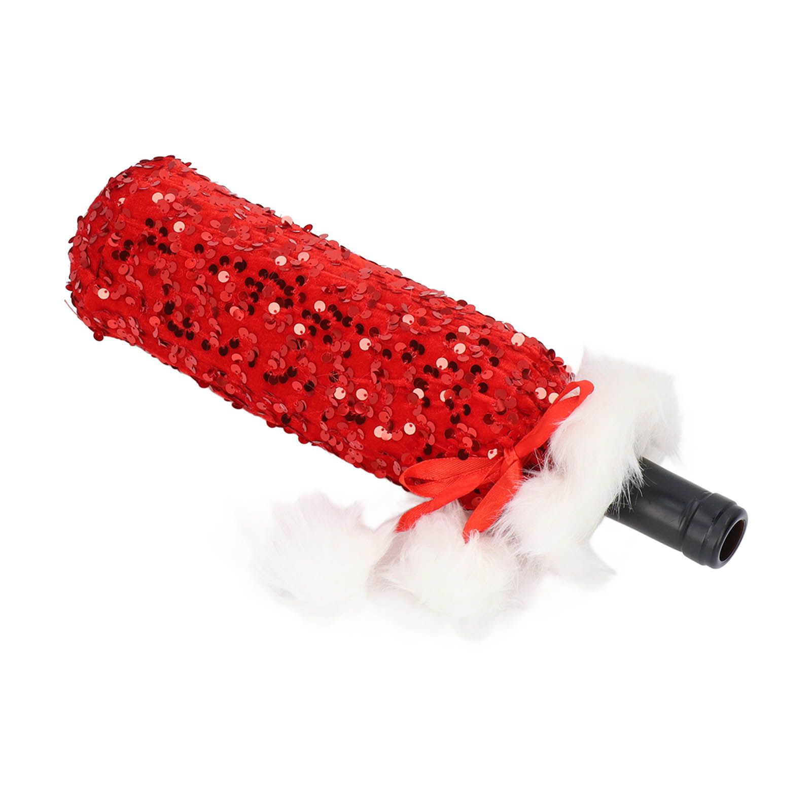 Christmas Wine Bottle Cover Beautiful Shiny Sequin Cloth Decorative Bottle Sleeve Cover for Christmas Parties Red - Image 6