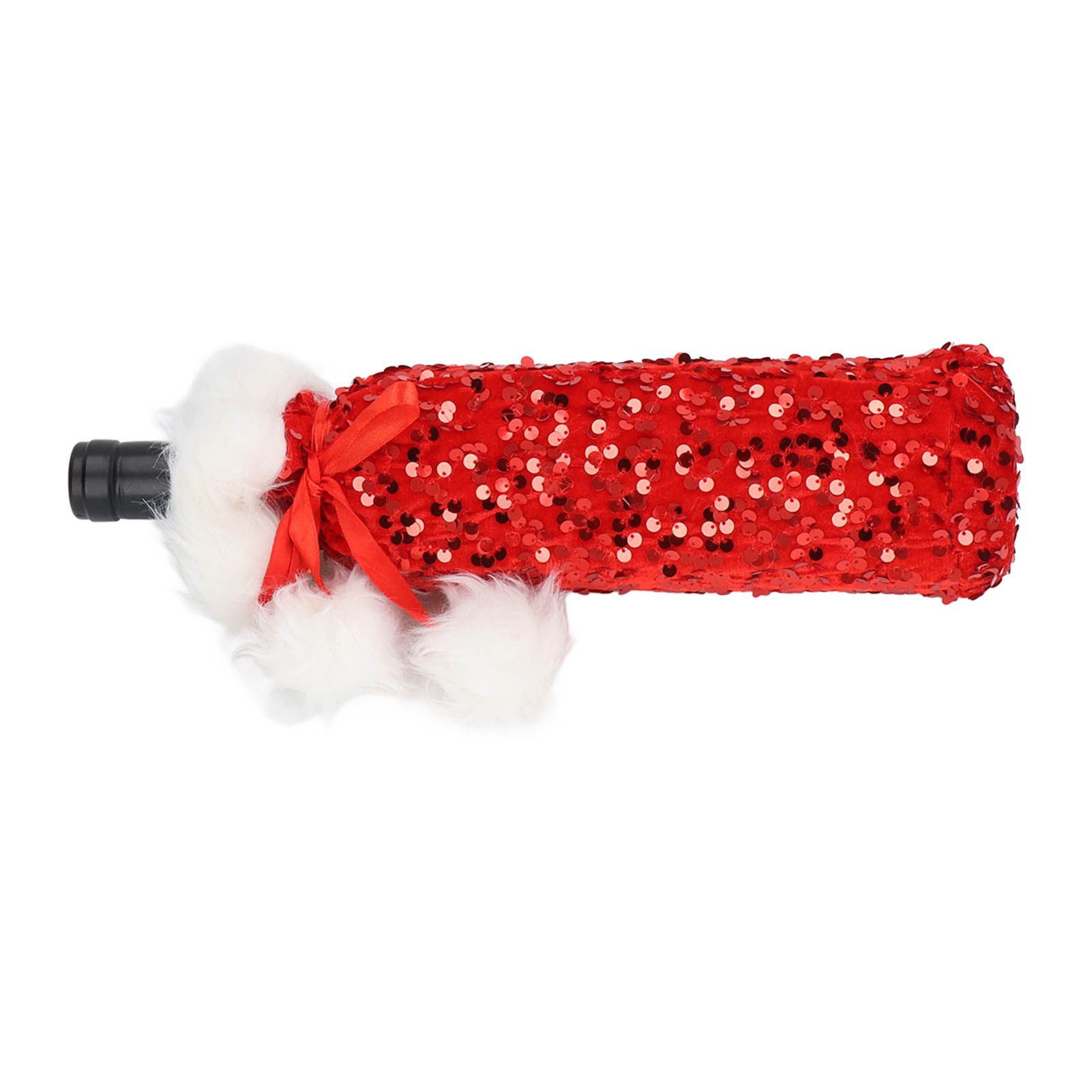 Christmas Wine Bottle Cover Beautiful Shiny Sequin Cloth Decorative Bottle Sleeve Cover for Christmas Parties Red - Image 8