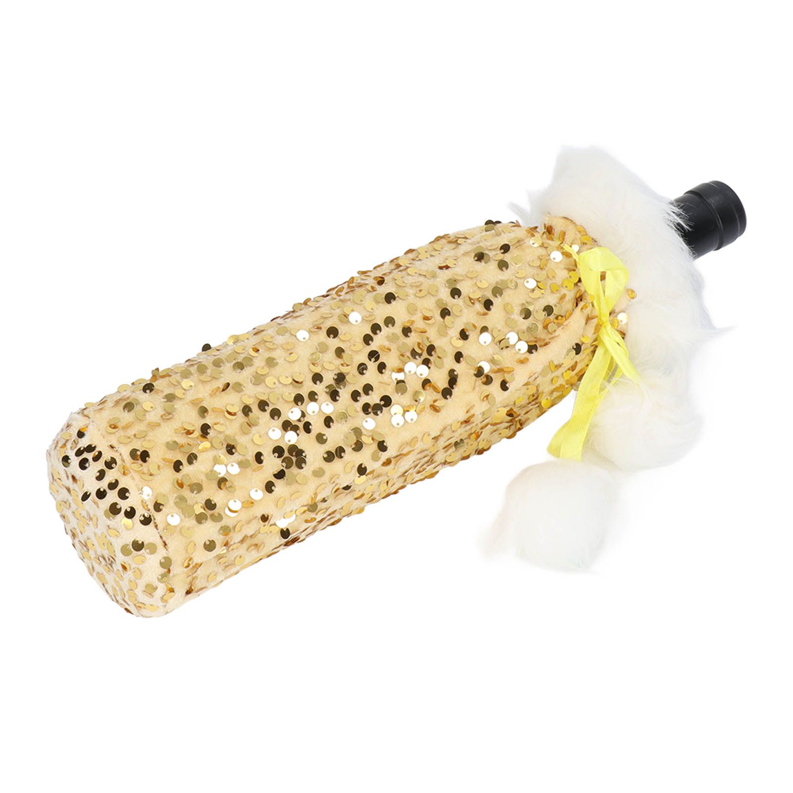 Christmas Wine Bottle Cover Beautiful Shiny Sequin Cloth Decorative Bottle Sleeve Cover for Christmas Parties Gold - Image 3