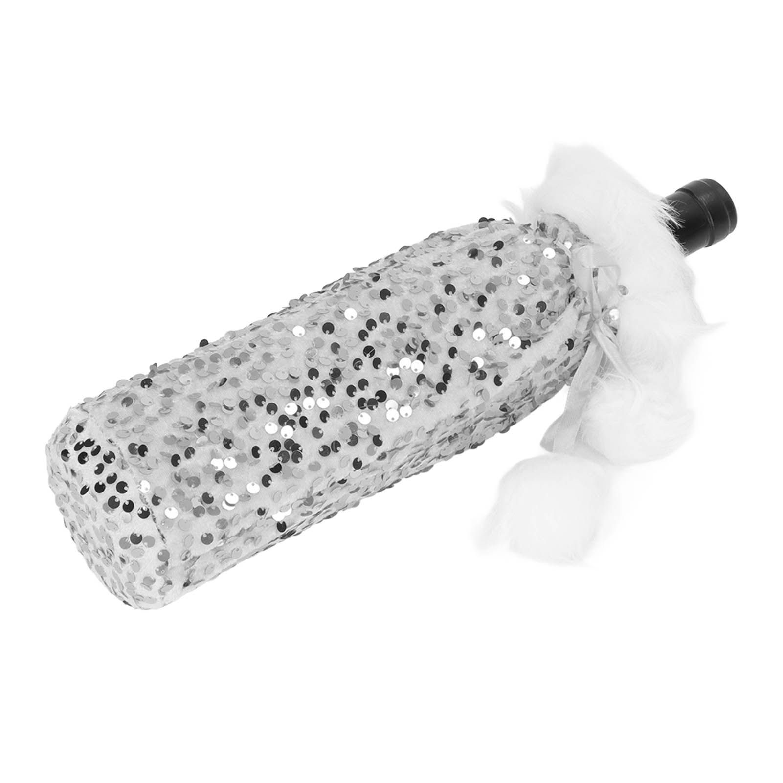 Christmas Wine Bottle Cover Beautiful Shiny Sequin Cloth Decorative Bottle Sleeve Cover for Christmas Parties Silver - Image 3