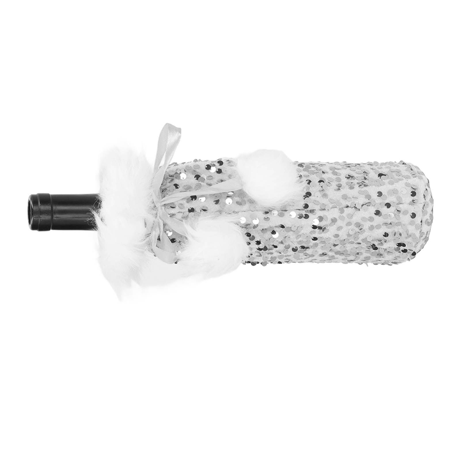 Christmas Wine Bottle Cover Beautiful Shiny Sequin Cloth Decorative Bottle Sleeve Cover for Christmas Parties Silver - Image 8