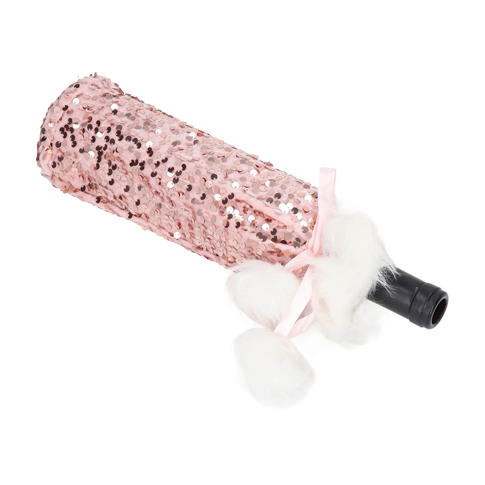 Christmas Wine Bottle Cover Beautiful Shiny Sequin Cloth Decorative Bottle Sleeve Cover for Christmas Parties Rose Gold - Image 6