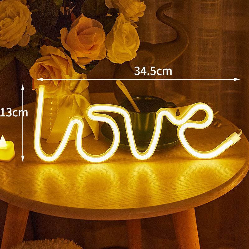 LED Love Neon Sign PS Board and Acrylic Love Sign Lamp with Hanging Holes for Confession Marriage Proposal Warm Colour Battery Powered - Image 1