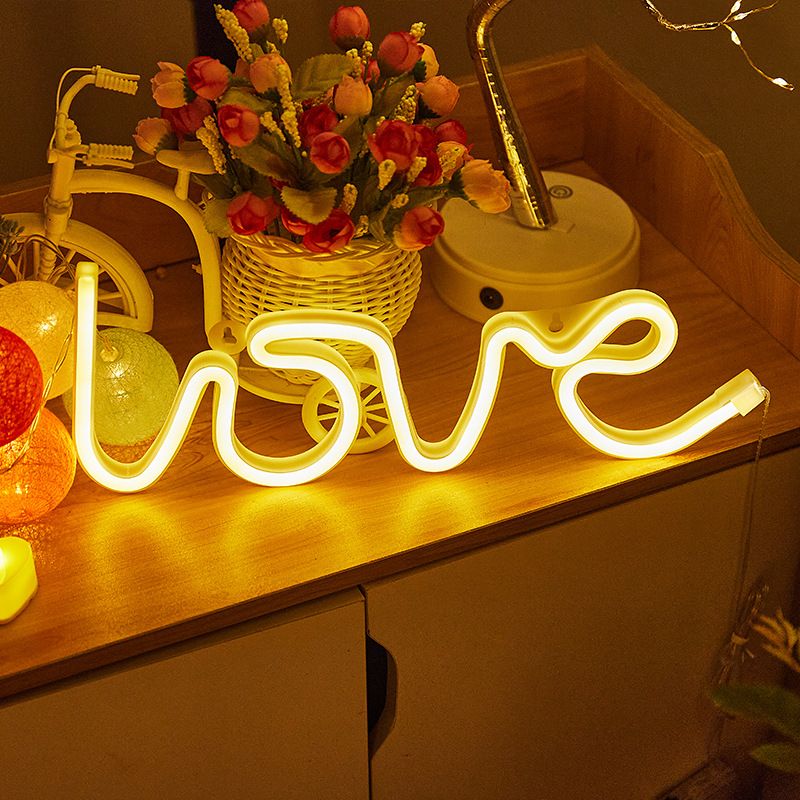 LED Love Neon Sign PS Board and Acrylic Love Sign Lamp with Hanging Holes for Confession Marriage Proposal Warm Colour Battery Powered - Image 2