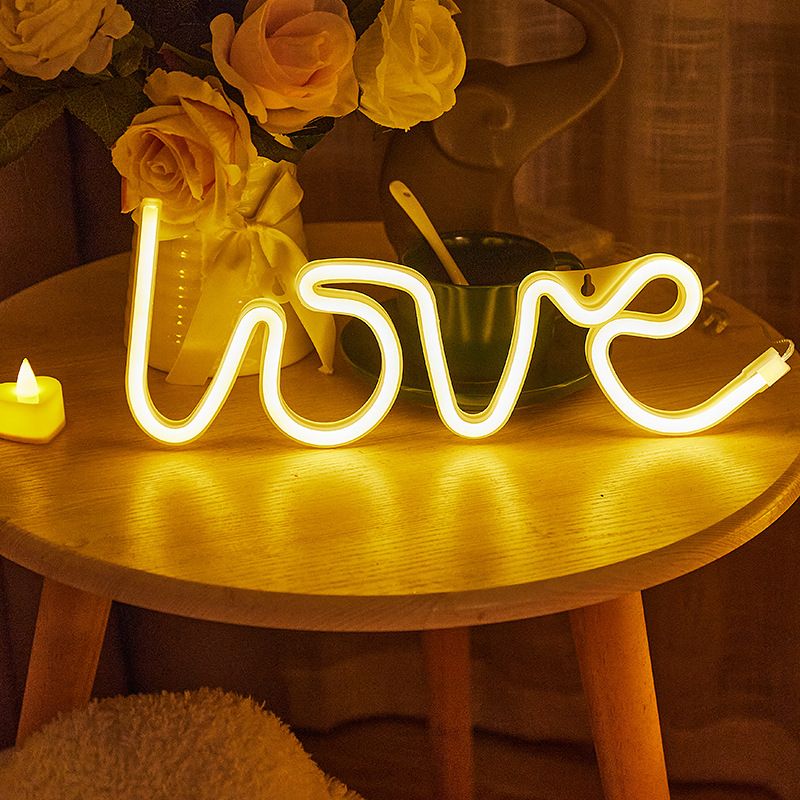 LED Love Neon Sign PS Board and Acrylic Love Sign Lamp with Hanging Holes for Confession Marriage Proposal Warm Colour Battery Powered - Image 3