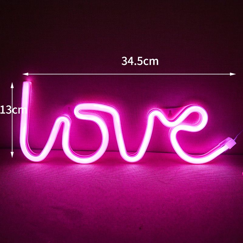 LED Love Neon Sign PS Board and Acrylic Love Sign Lamp with Hanging Holes for Confession Marriage Proposal Pink Battery Powered - Image 1